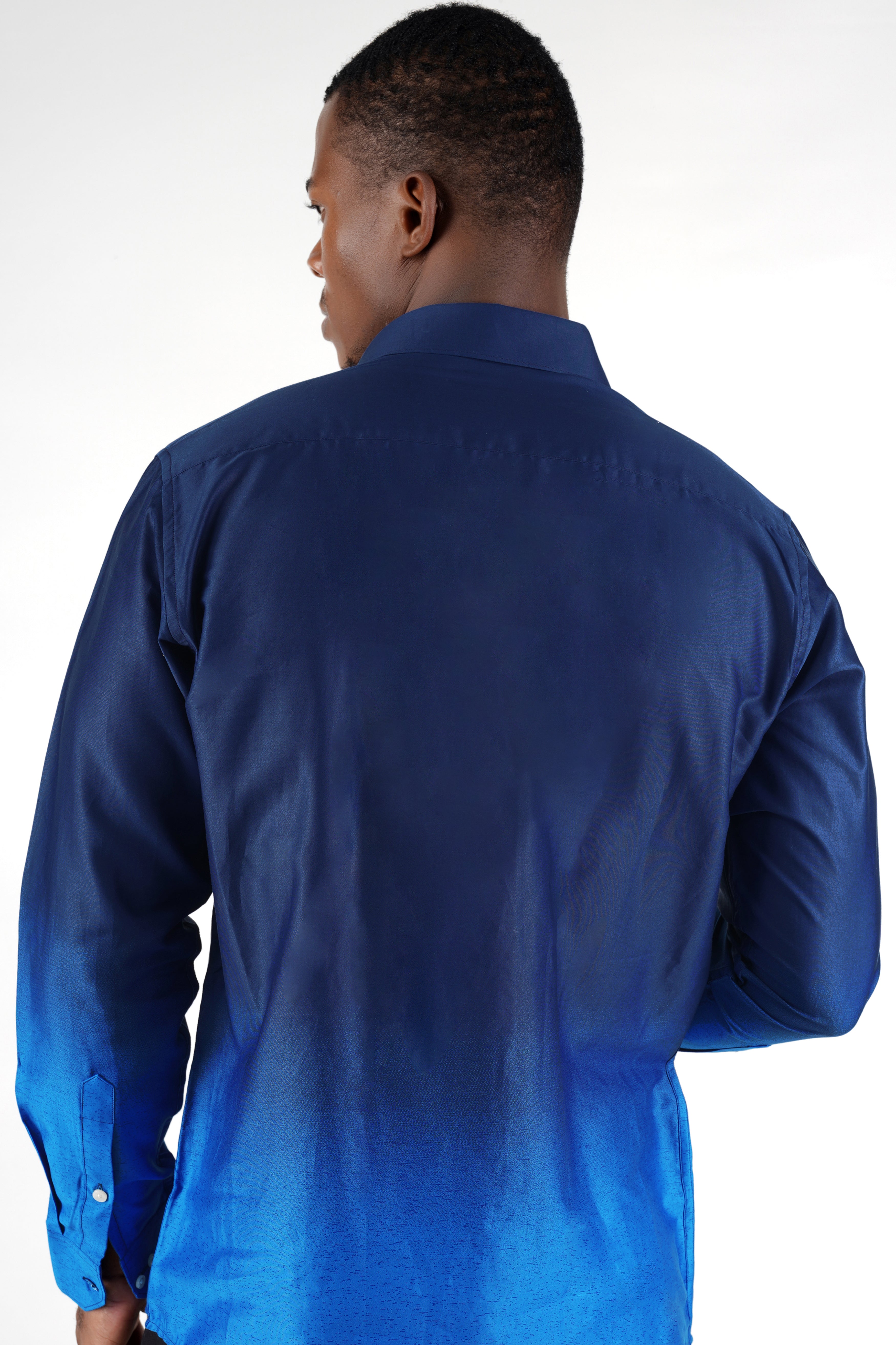 Downriver Navy Blue and Azure Blue Super Soft Premium Cotton Shirt