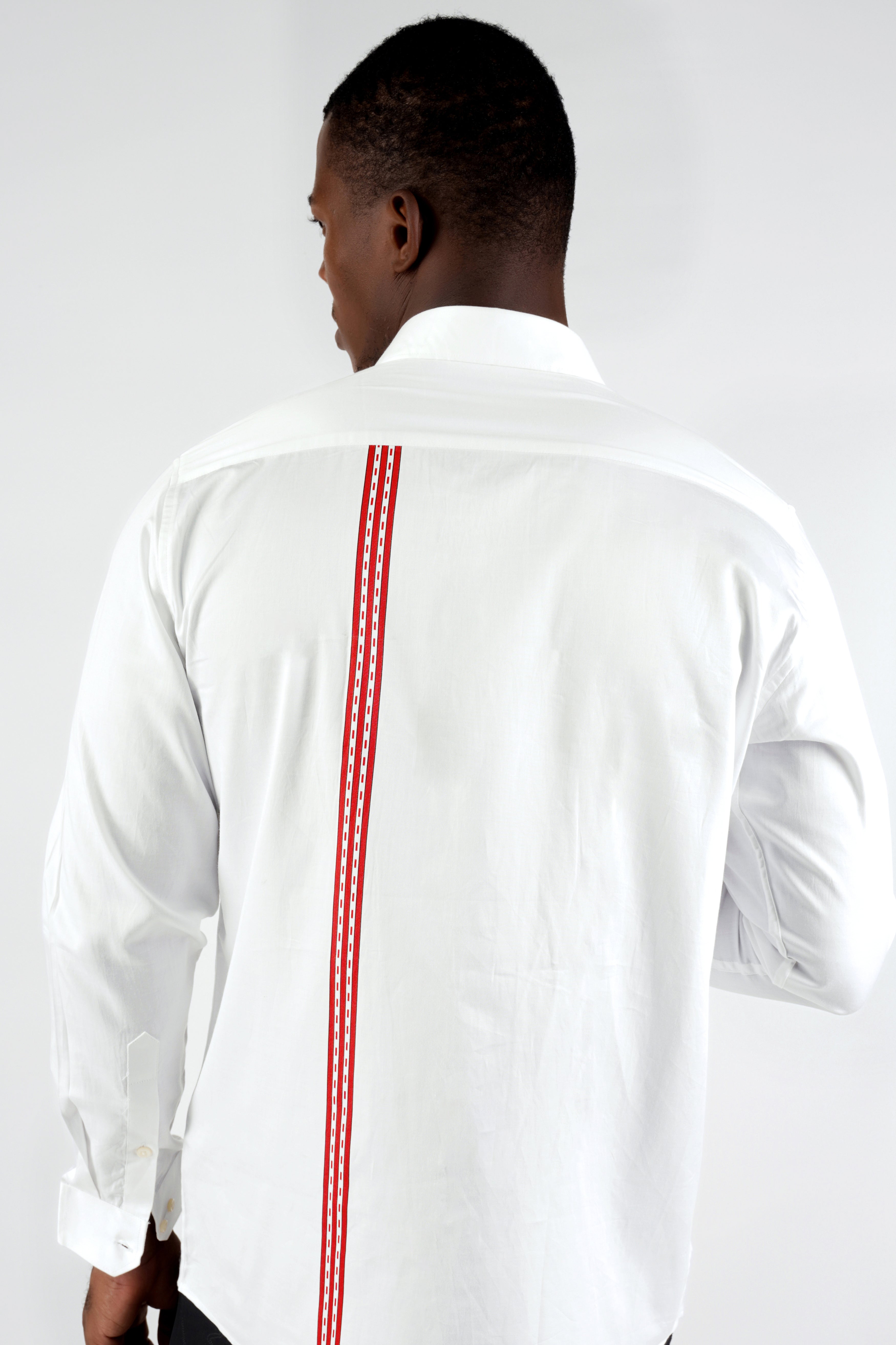Bright White with Thunderbird Red Printed Super Soft Premium Cotton Shirt