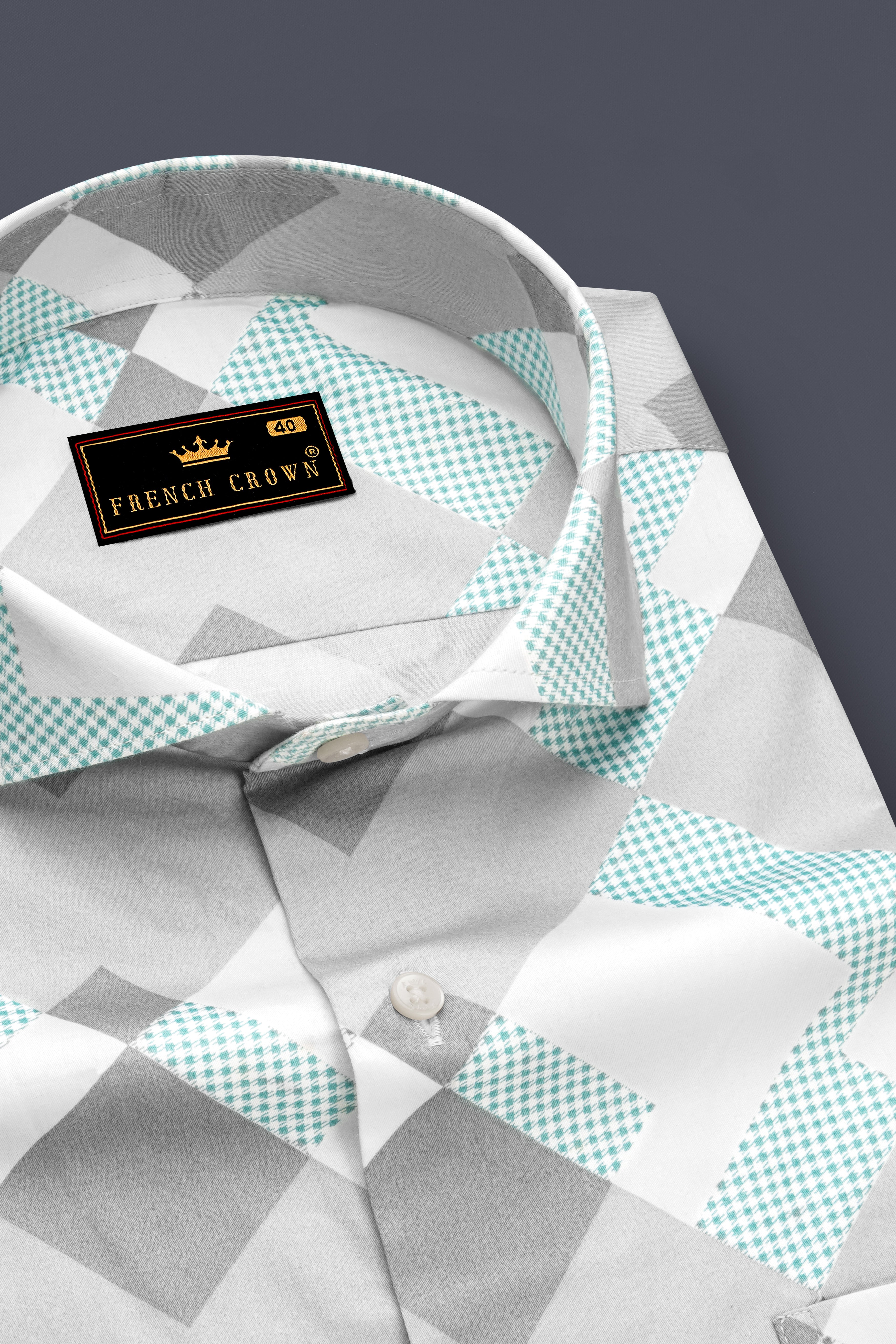 Mountain Mist Gray and White Printed Super Soft Premium Cotton Shirt