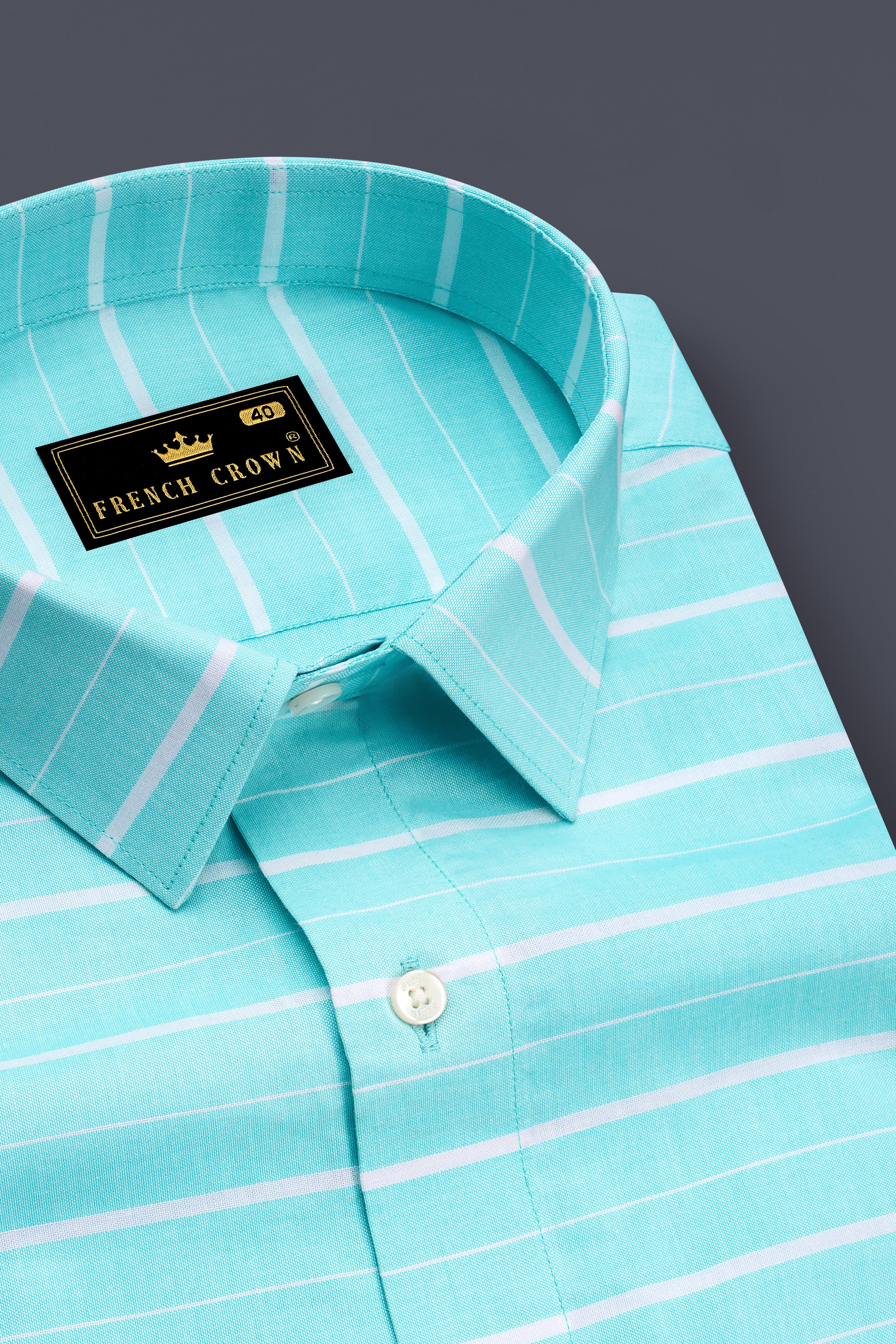 Morning Aqua Blue with White Striped Royal Oxford Shirt