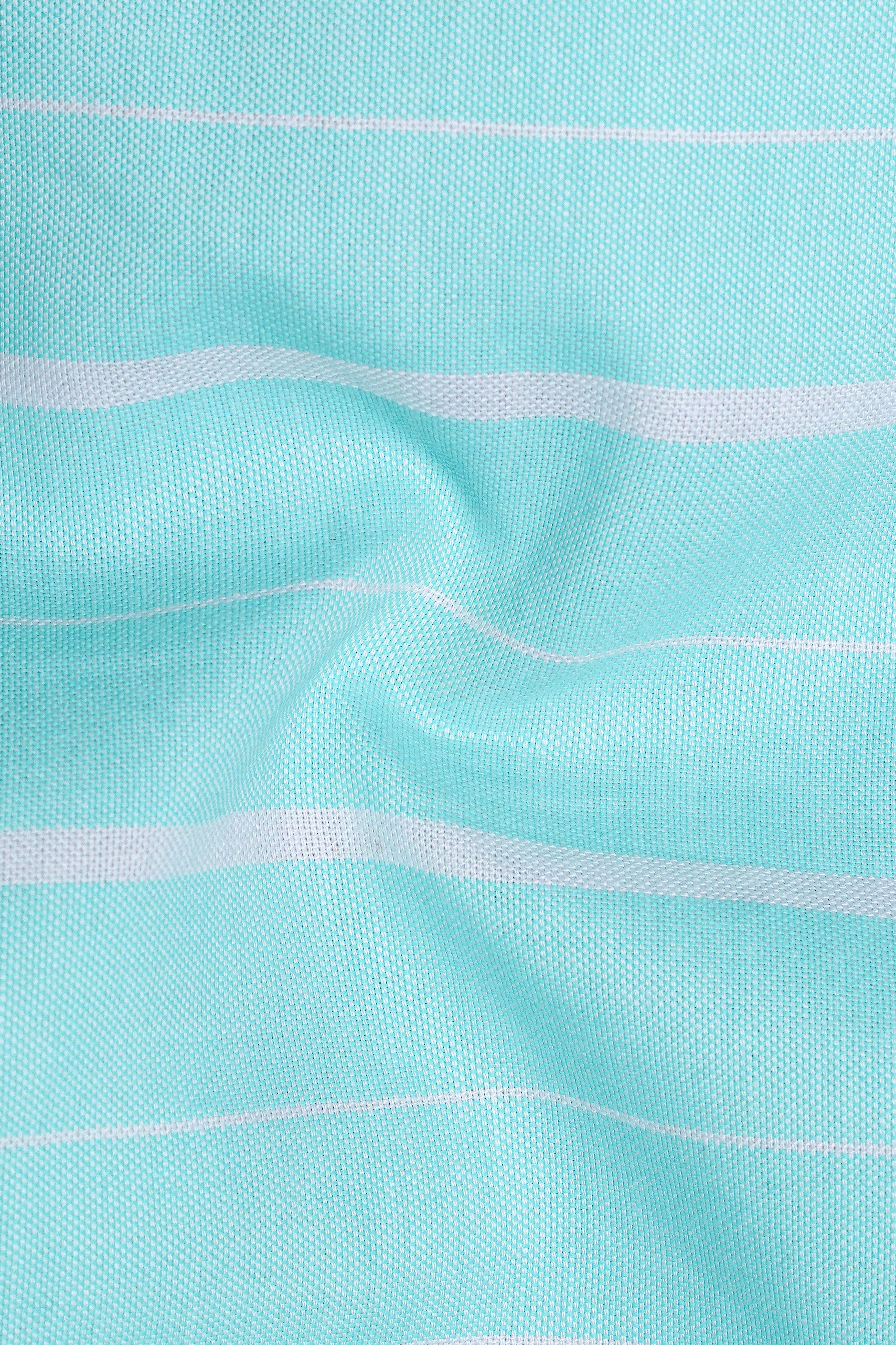 Morning Aqua Blue with White Striped Royal Oxford Shirt