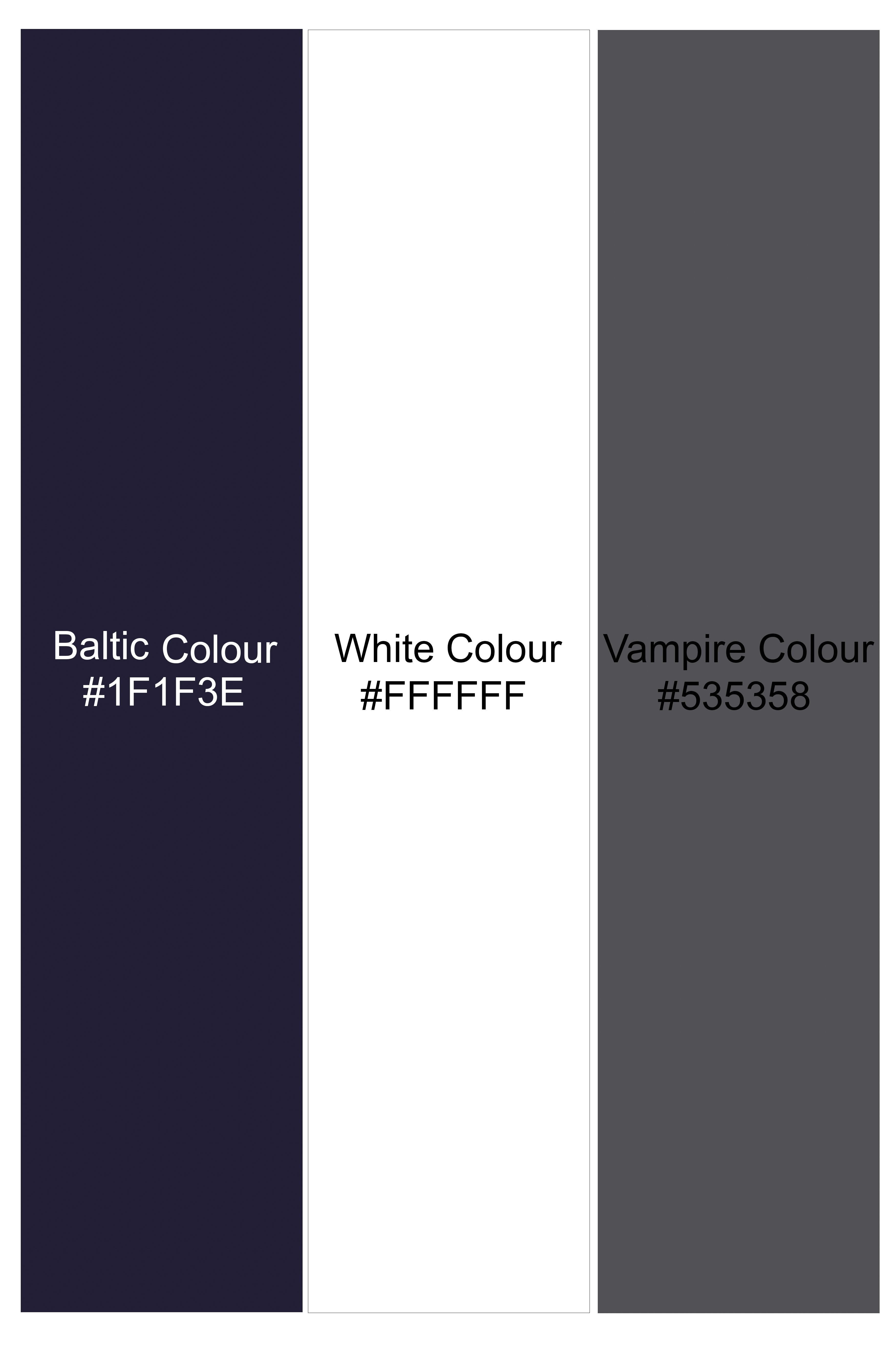 Baltic Navy Blue and White Twill Checkered Premium Cotton Shirt