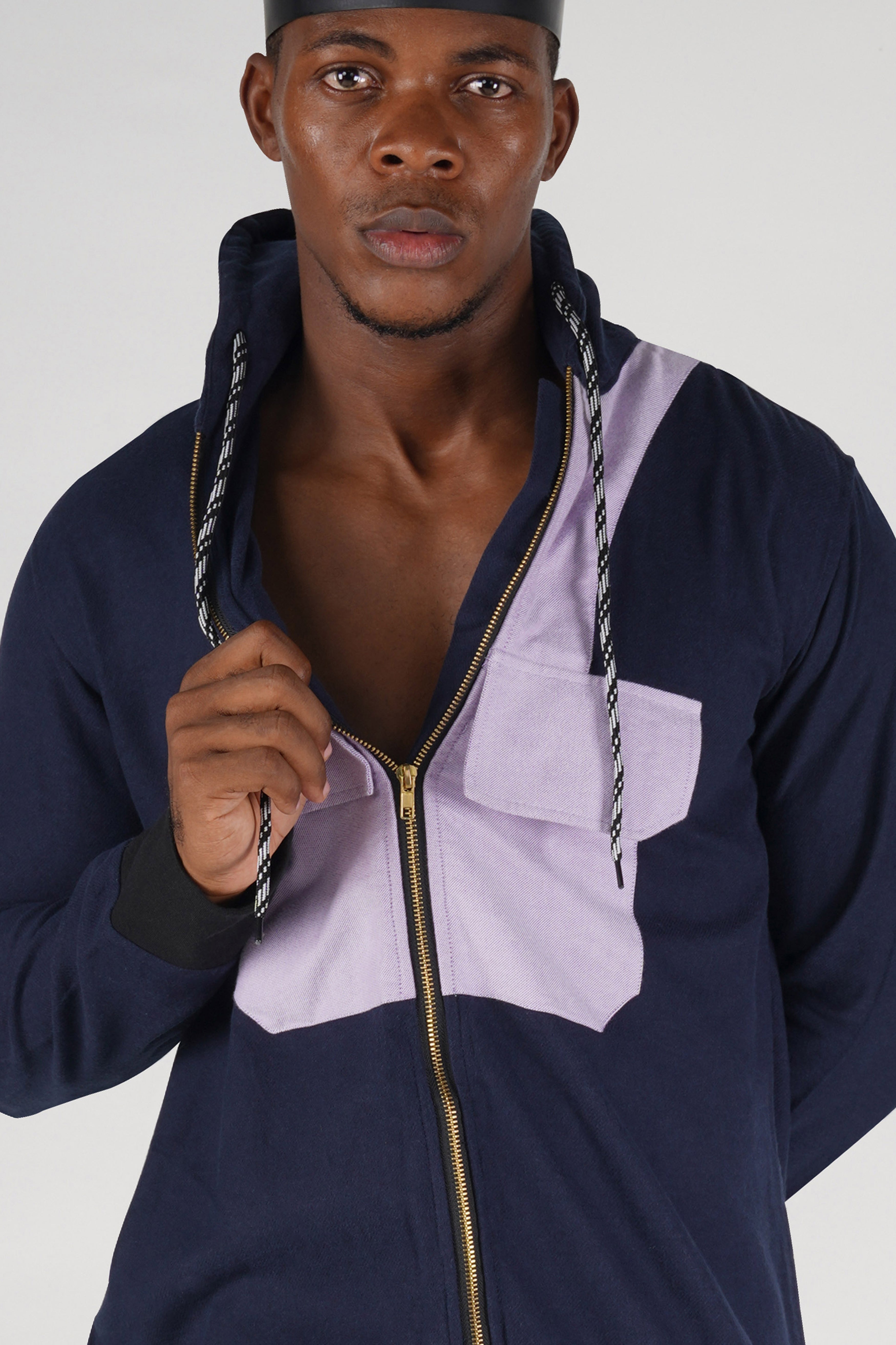 Charade Violet with Pink Patch Pocket Royal Oxford Designer Hoody Shirt