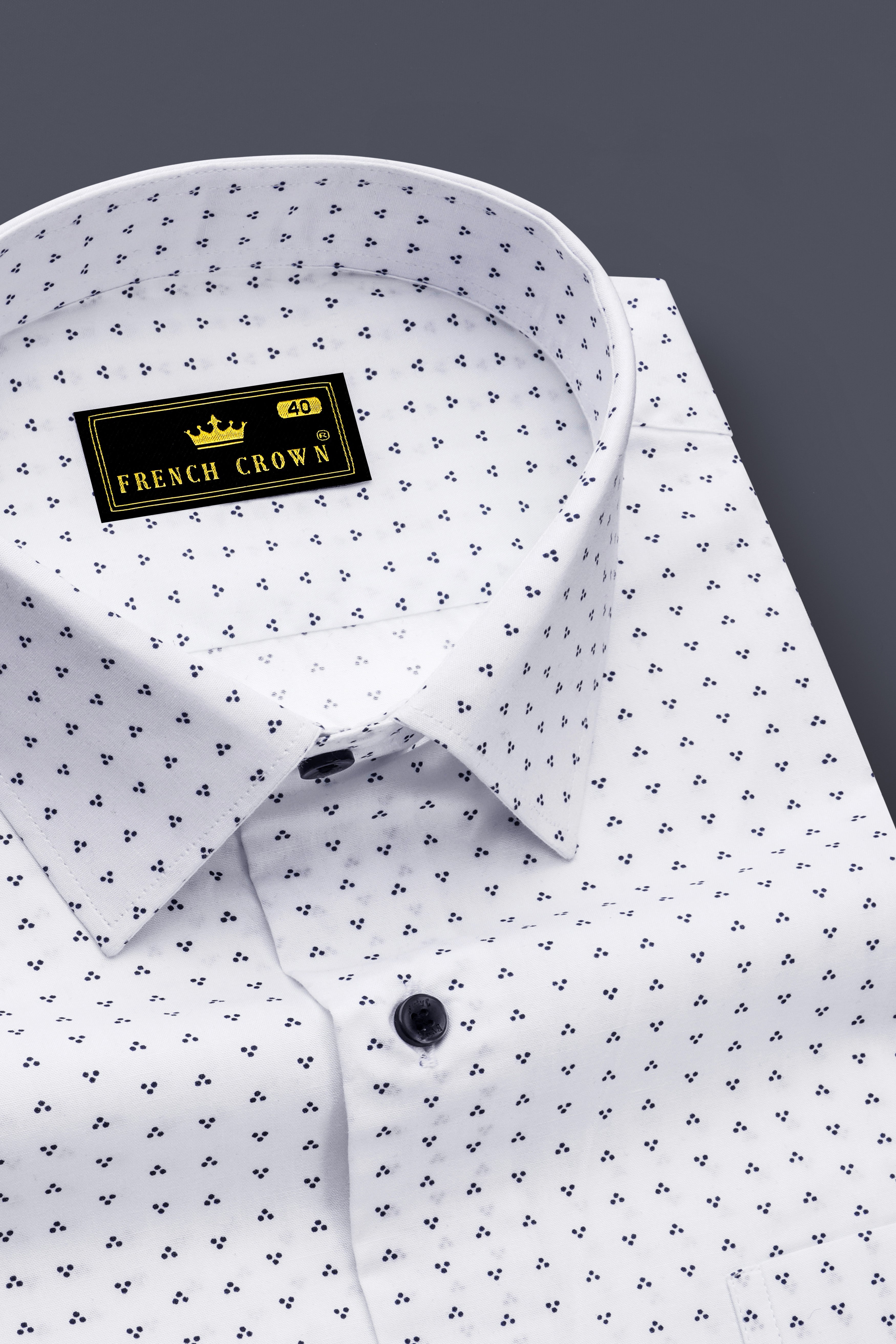 Bright White Printed Premium Cotton Shirt