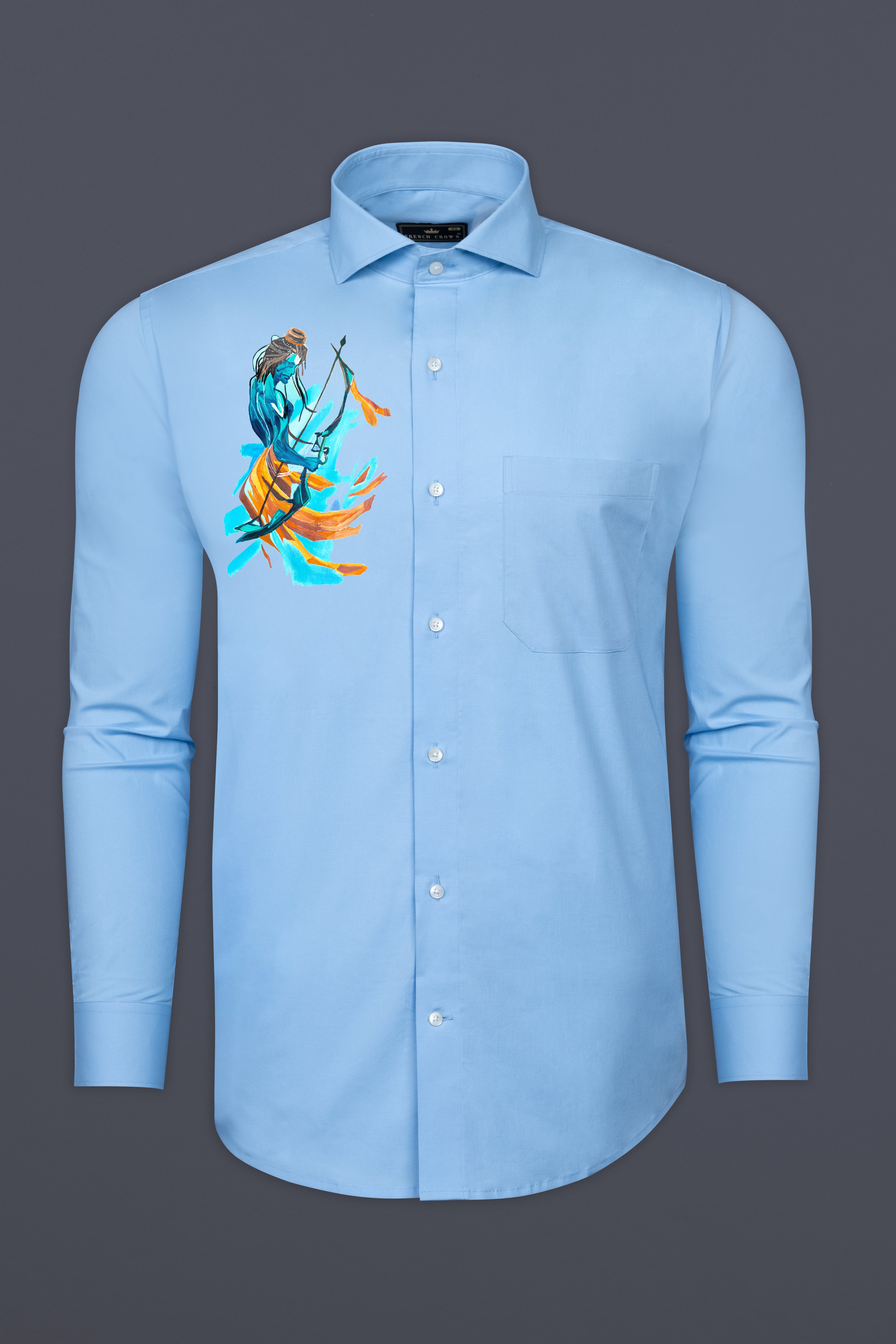 Jordy Blue Lord Ram Hand Painted Effect Premium Cotton Designer Shirt