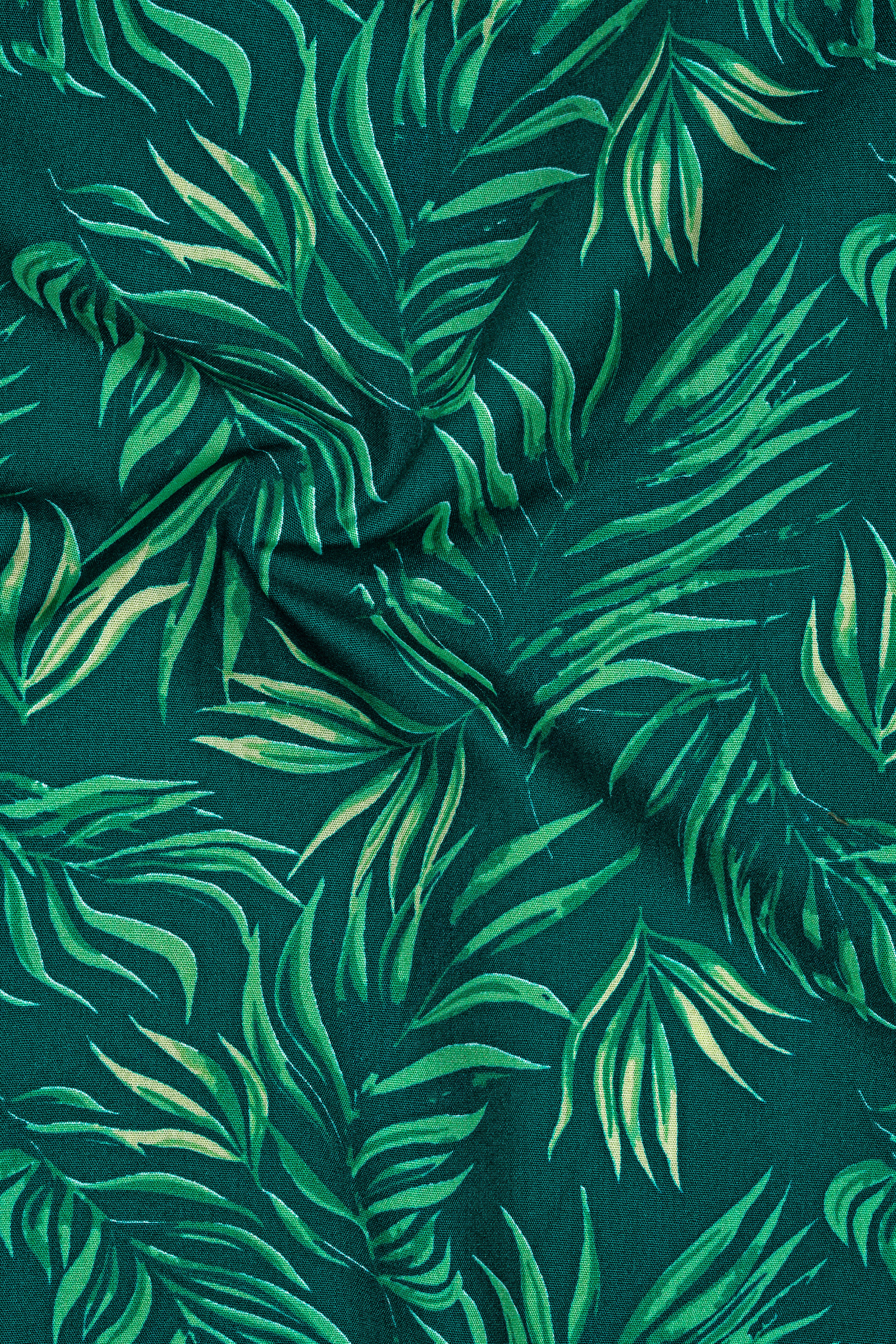 Cyprus Green with Multicolored Leaves Printed Premium Cotton Shirt