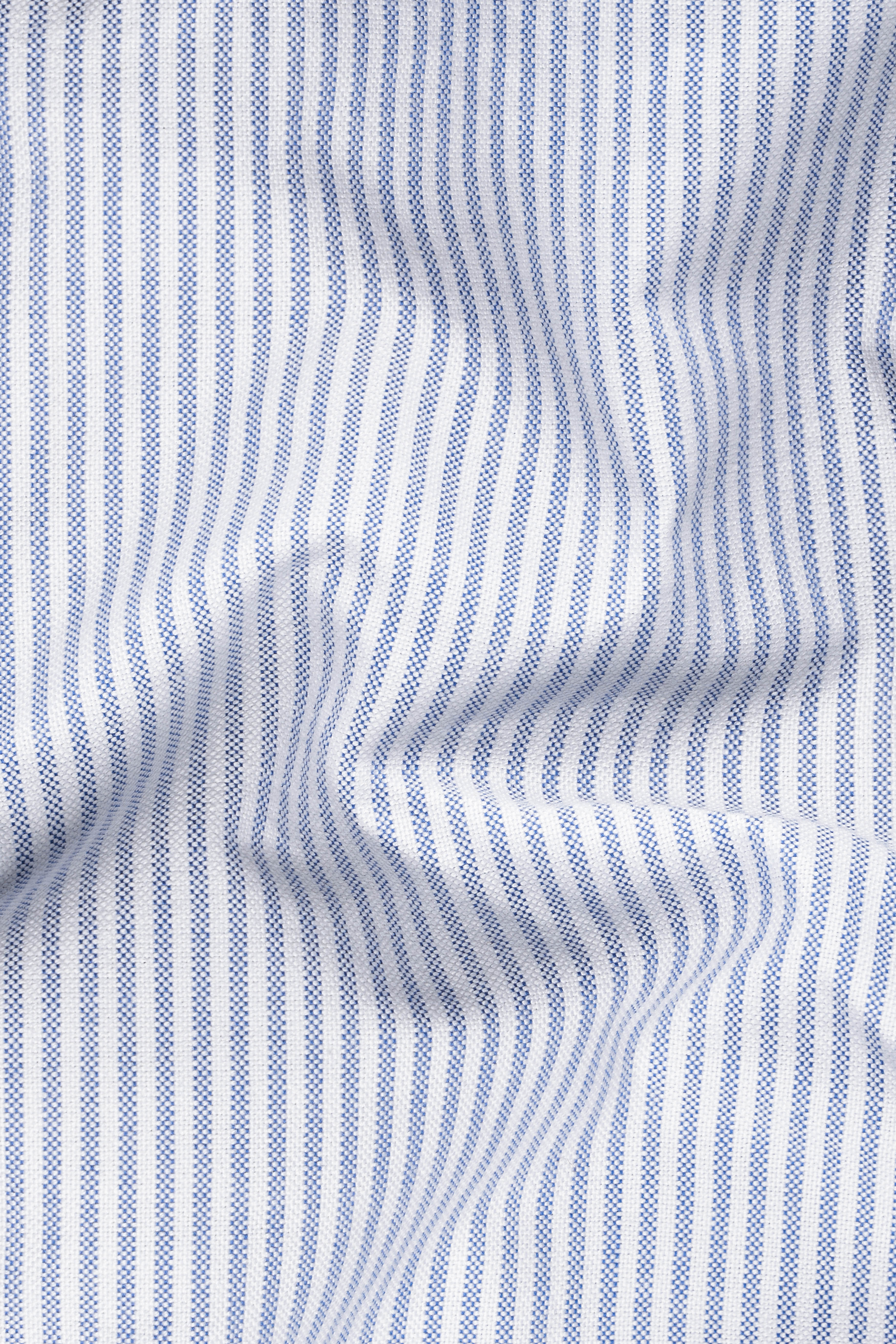 Bright White with Periwinkle Blue Striped Royal Oxford Shirt
