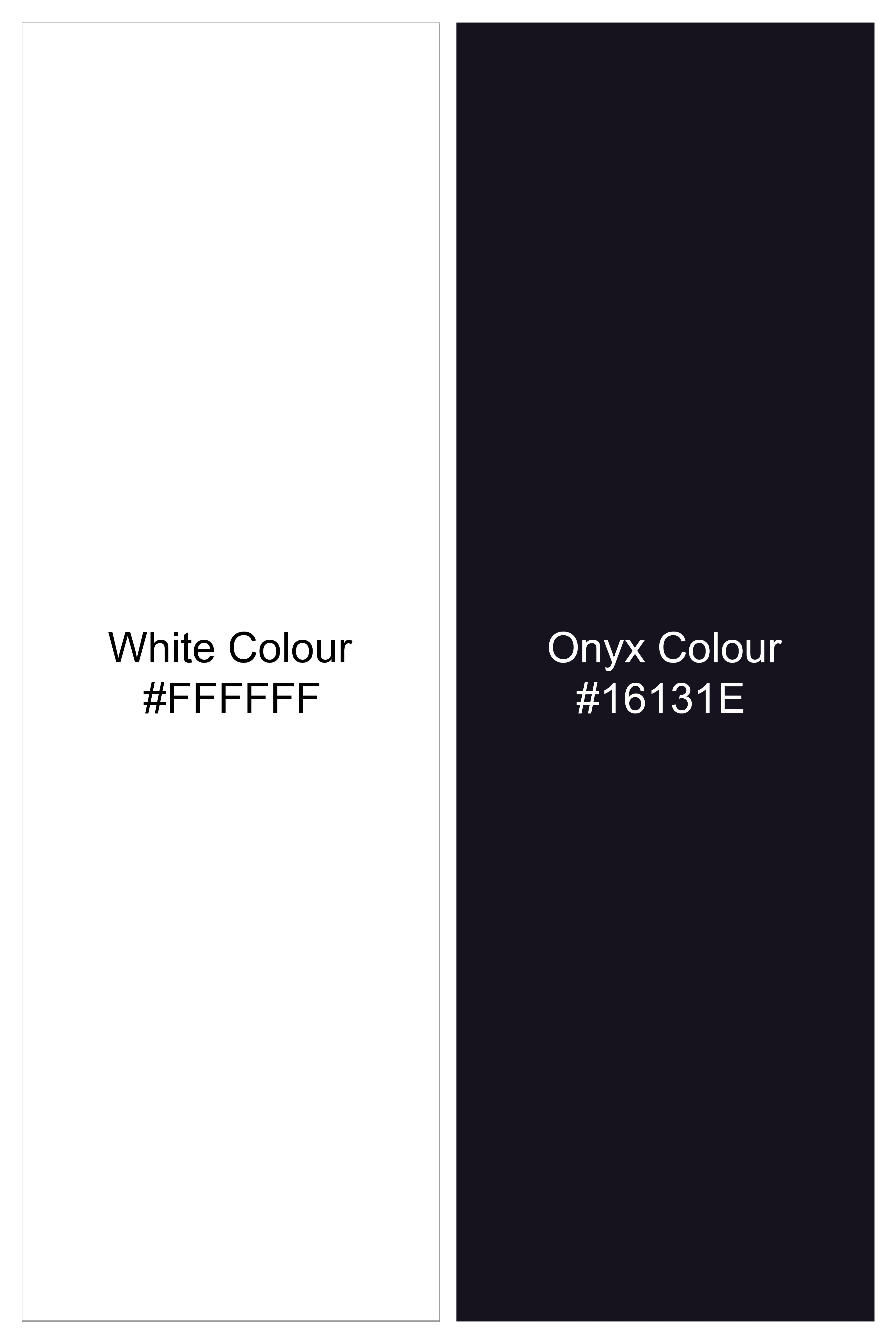 Bright White with Onyx Navy Blue Plaid Twill Premium Cotton Shirt