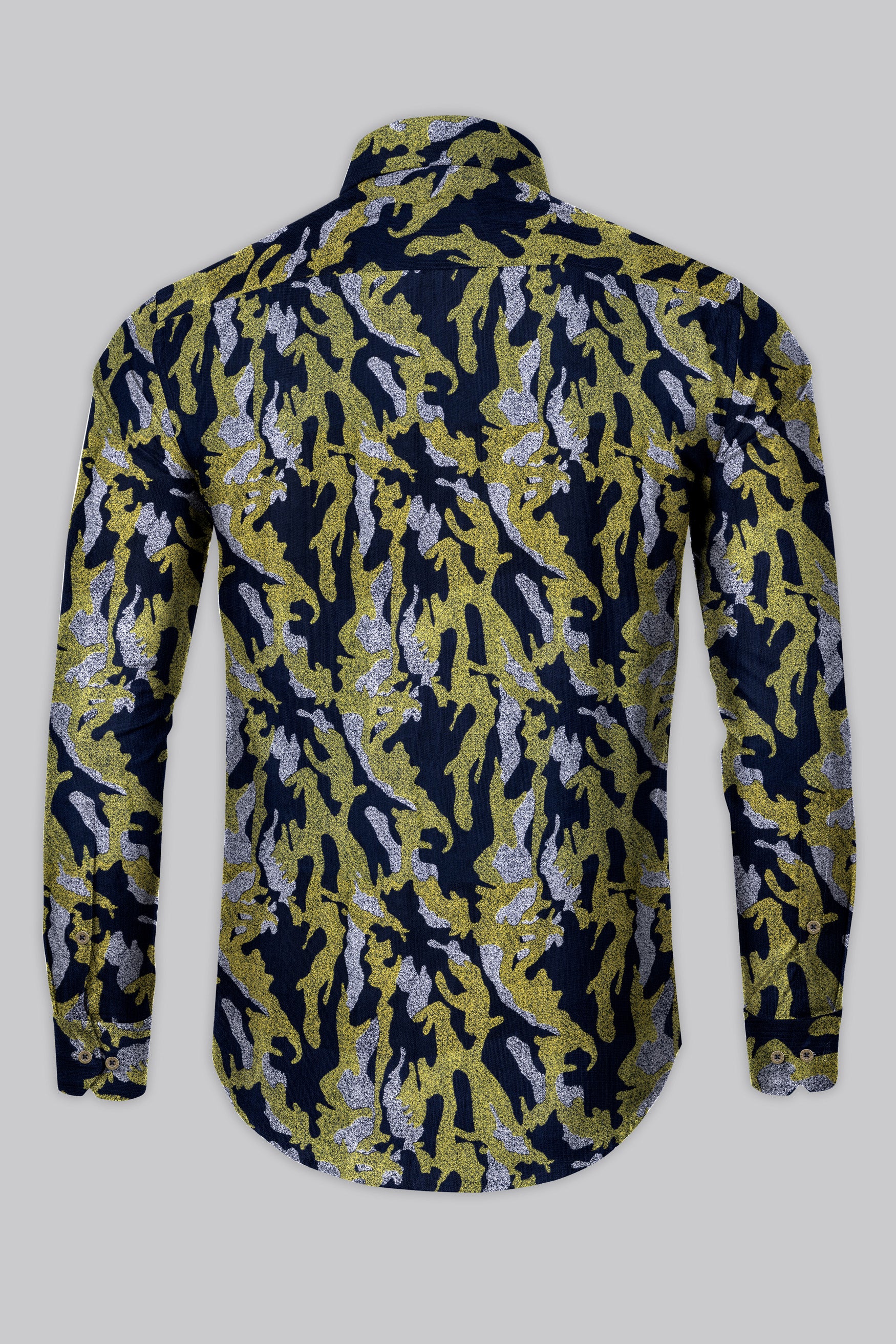 Chelsea Green with Mirage Navy Blue Camouflage Textured Corduroy Shirt