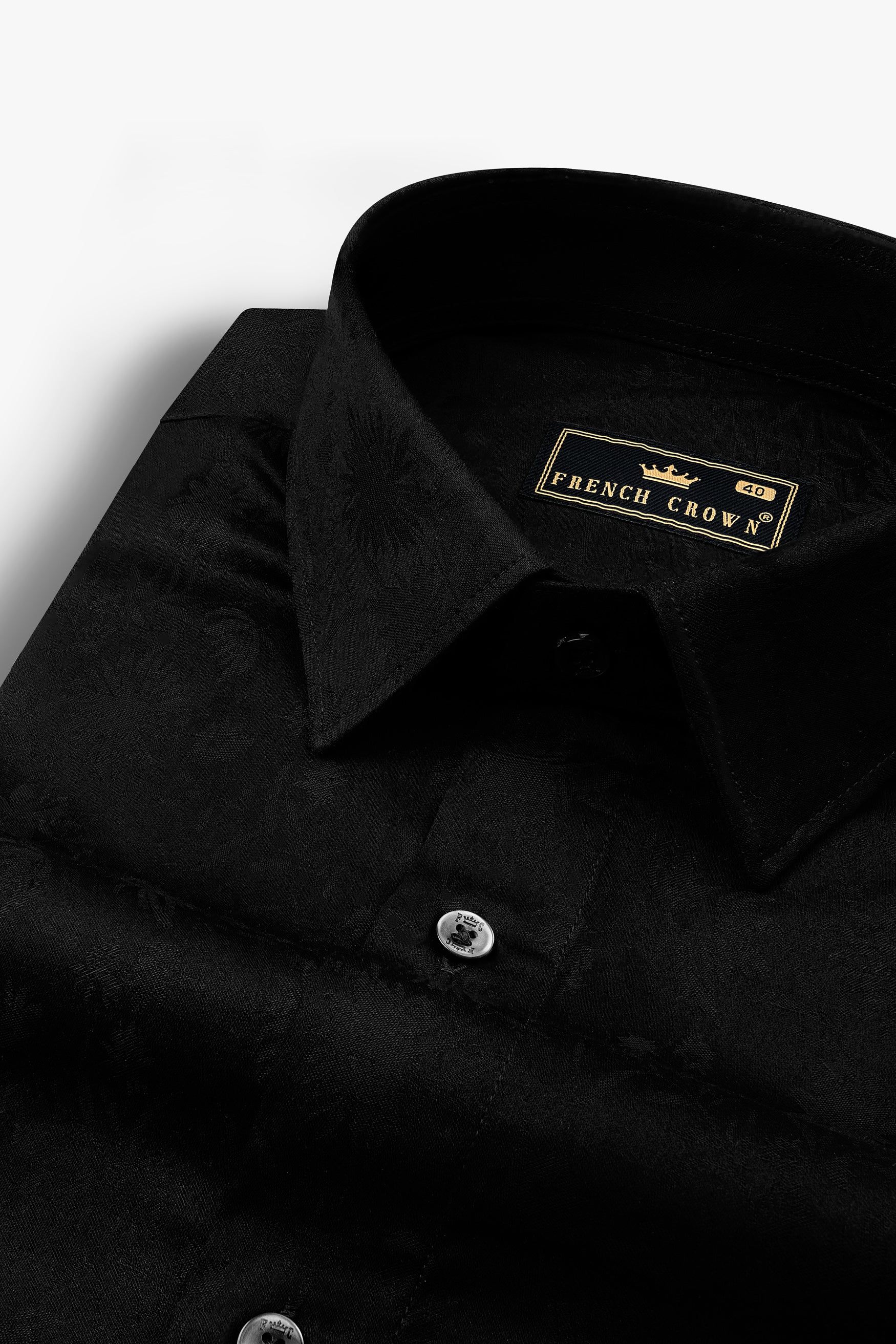 Jade Black Jacquard Textured Premium Giza Cotton Shirt