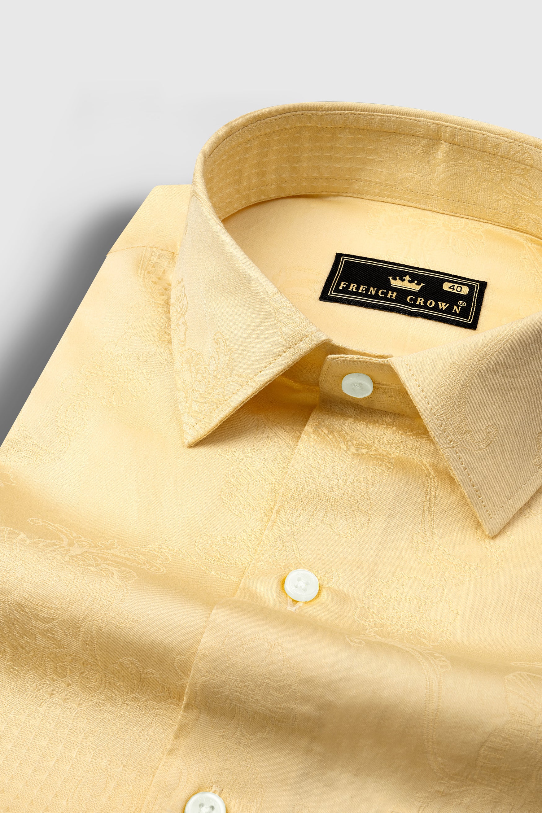 Tacao Yellow Jacquard Textured Premium Giza Cotton Shirt