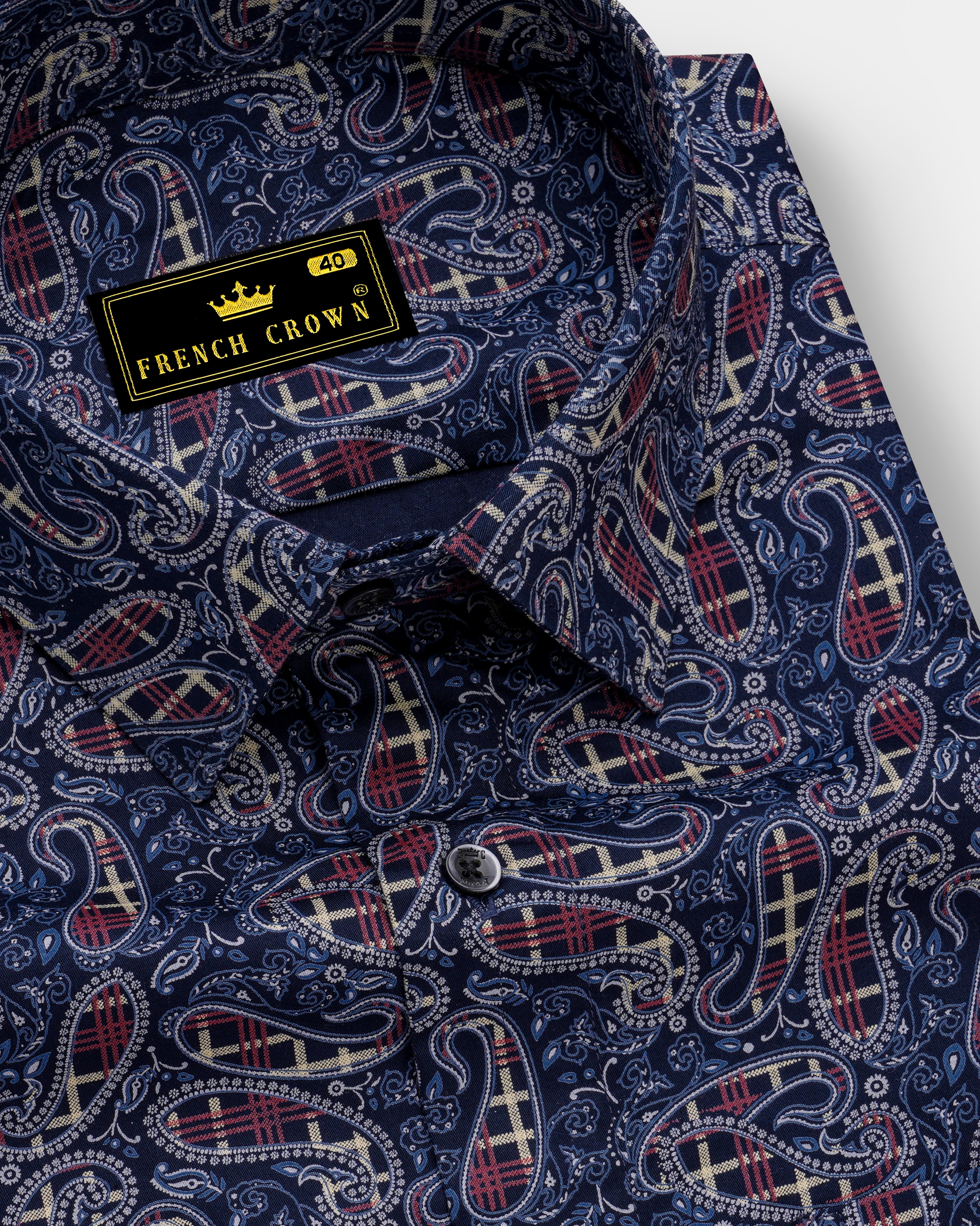 Firefly Blue with Multicolour Paisley Printed Super Soft Premium Cotton Shirt