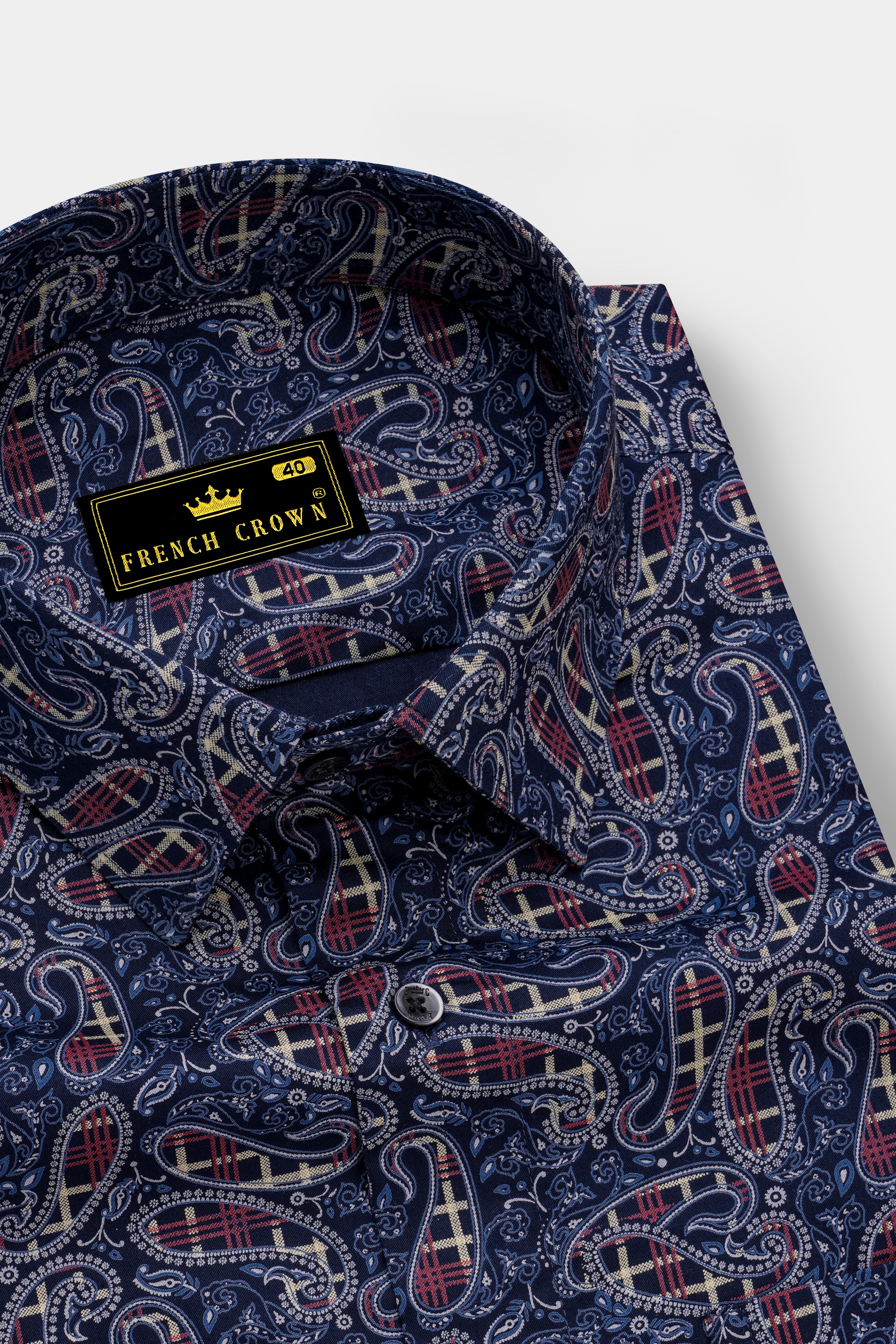 Firefly Blue with Multicolour Paisley Printed Super Soft Premium Cotton Shirt