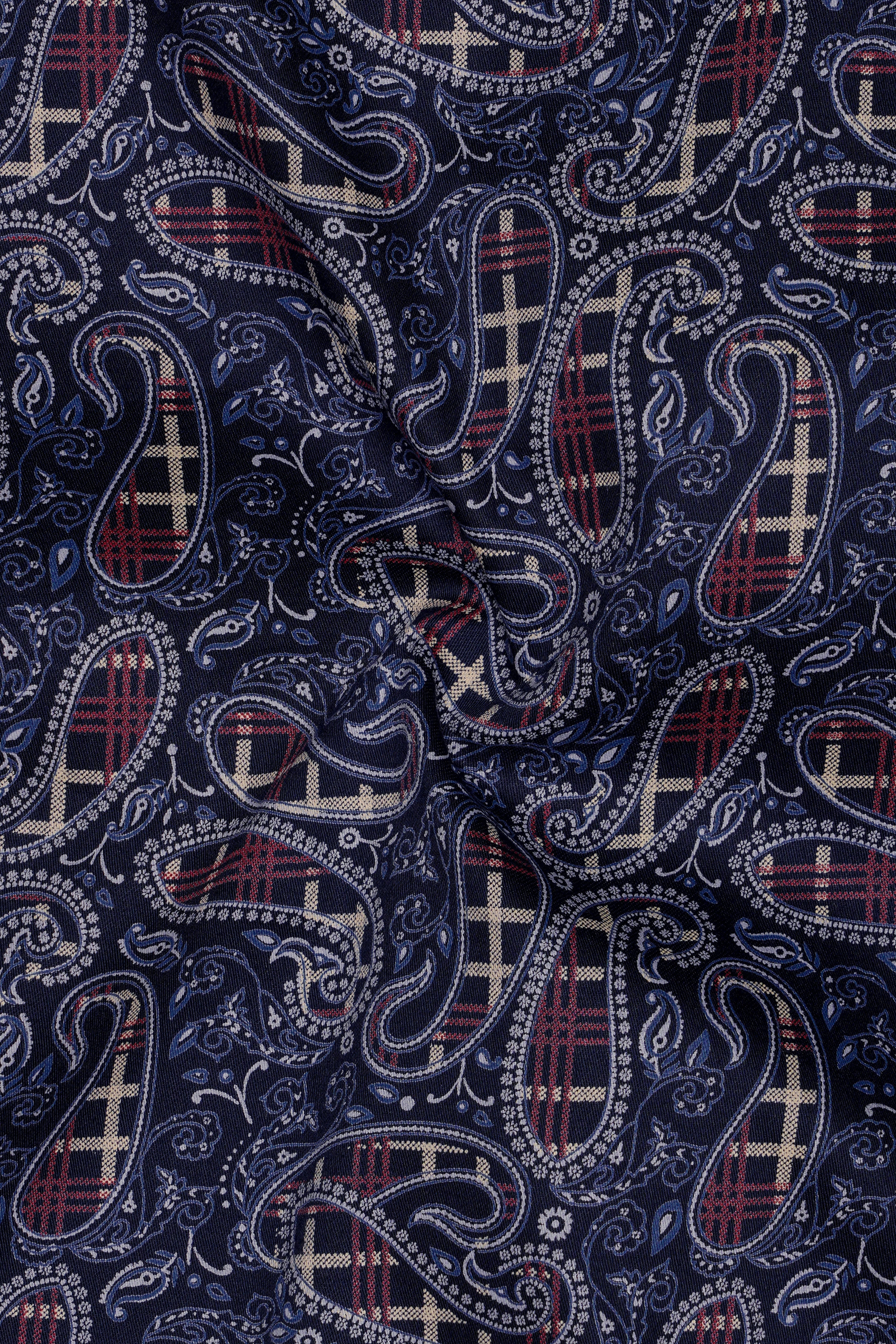Firefly Blue with Multicolour Paisley Printed Super Soft Premium Cotton Shirt