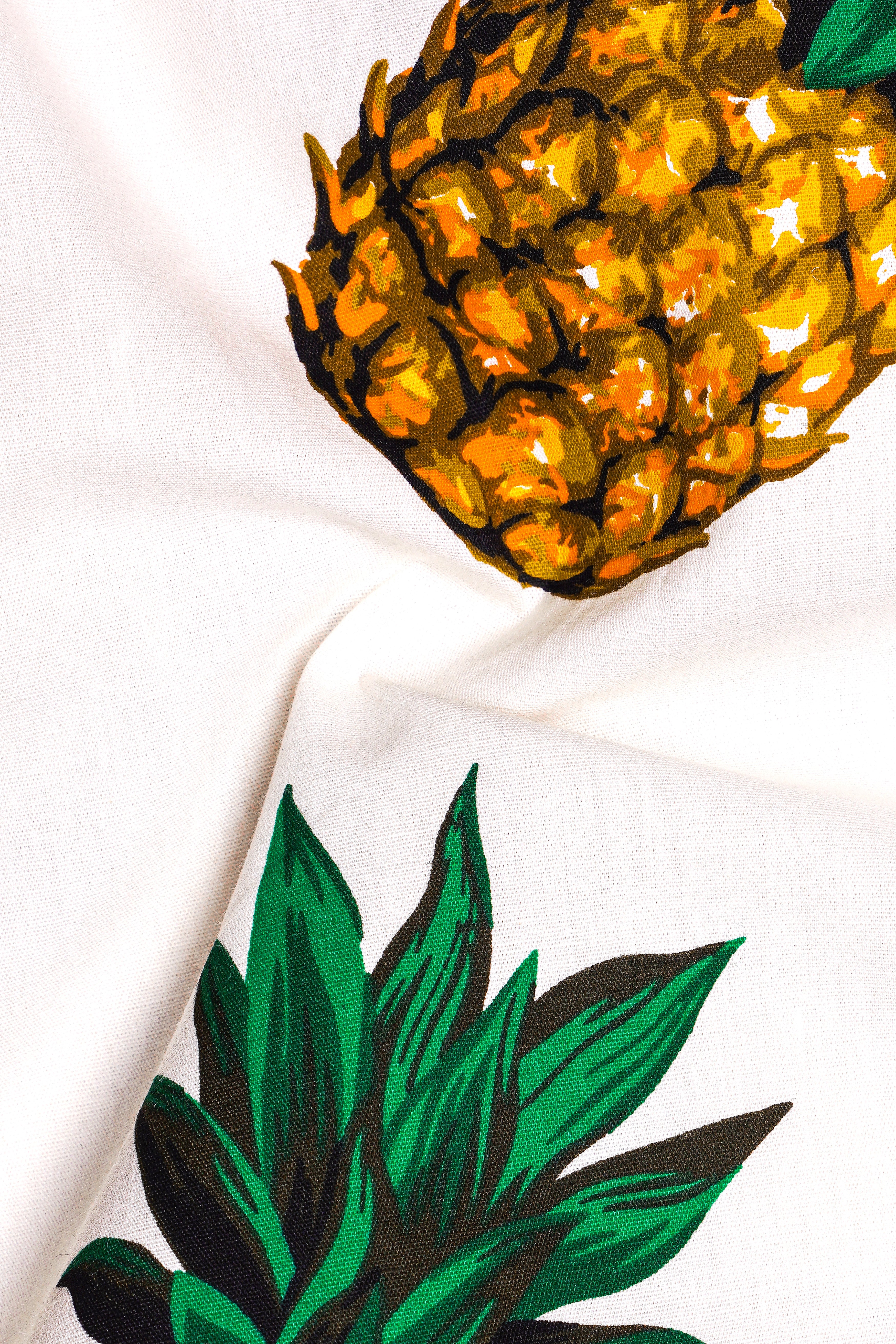 Off White Pineapple Printed Premium Cotton Kurta Shirt