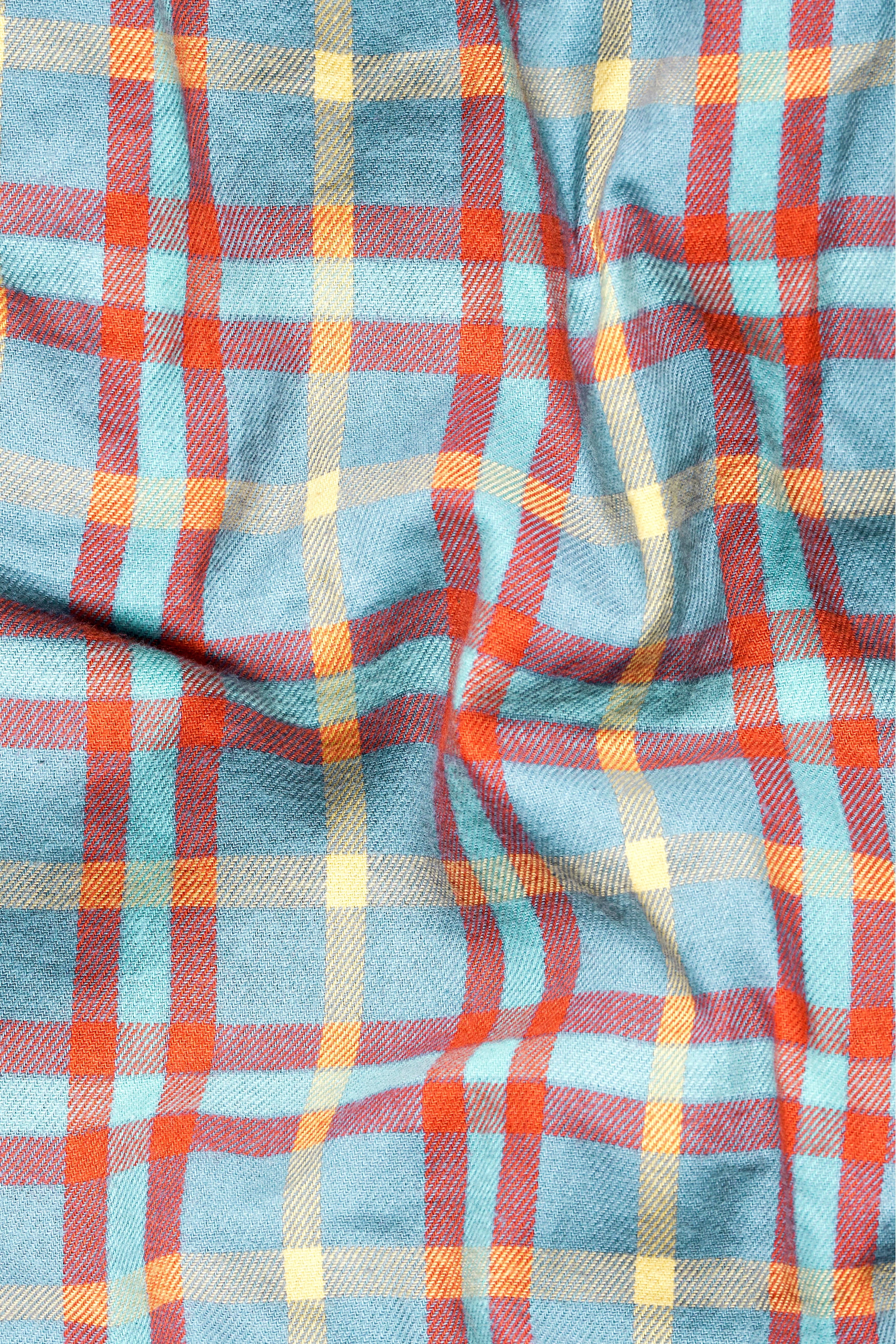 Northern Blue with Jasmine Yellow and Cadmium Orange Checkered Flannel Shirt