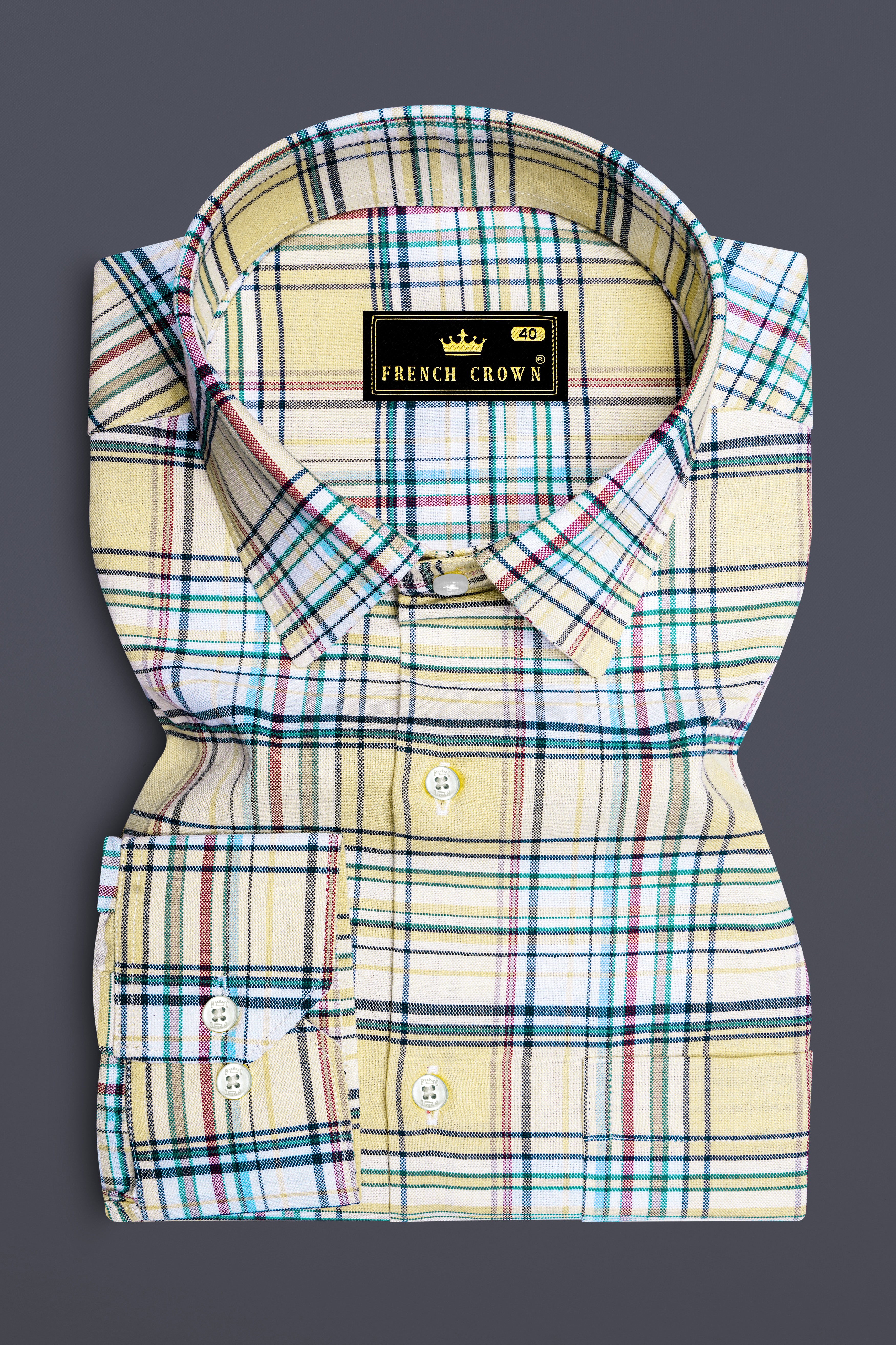 Chamois Beige with Oxley Green and Brownish Checkered Royal Oxford Shirt