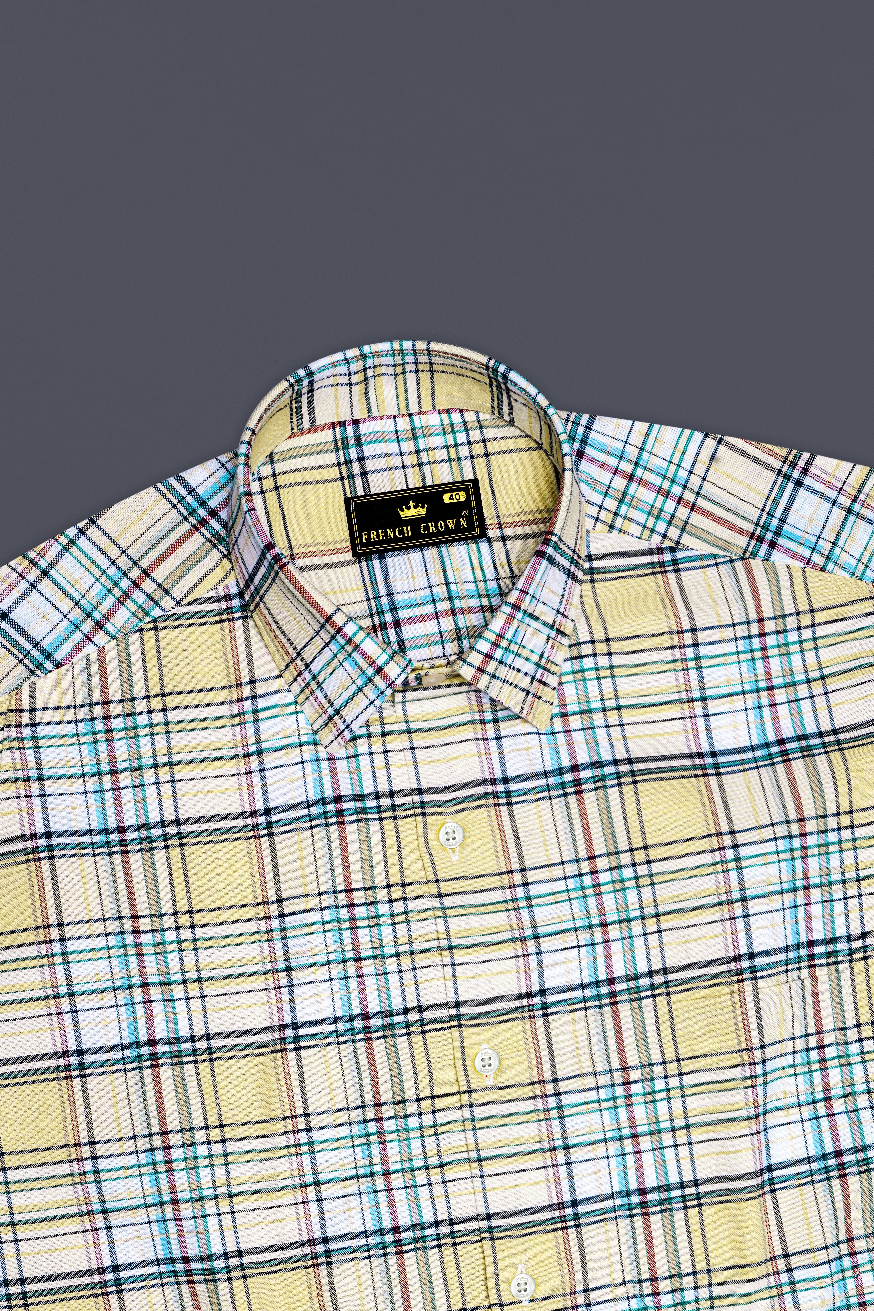Chamois Beige with Oxley Green and Brownish Checkered Royal Oxford Shirt