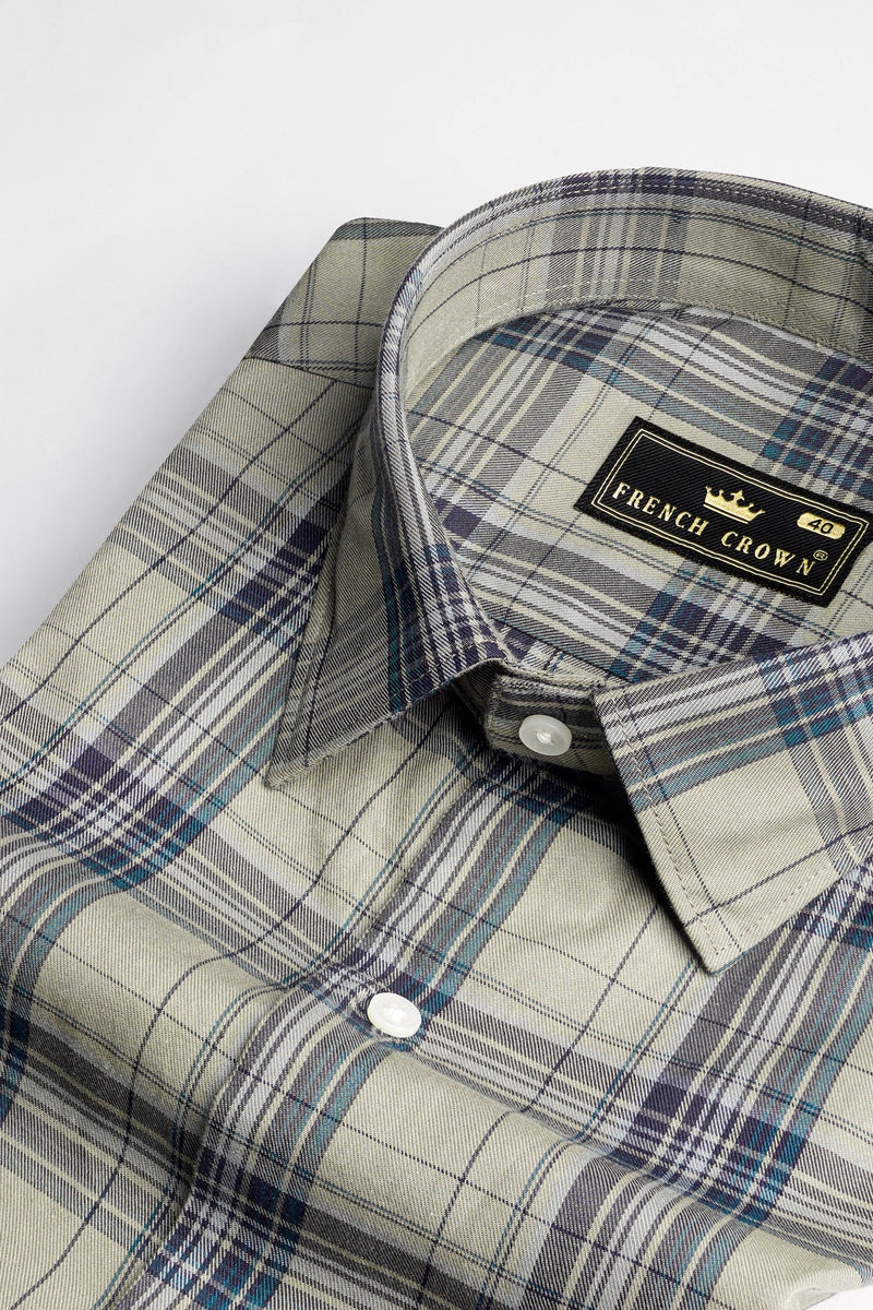 Buy Vulcan Sky Blue Color 100% Cotton Checkered Shirt for Men at