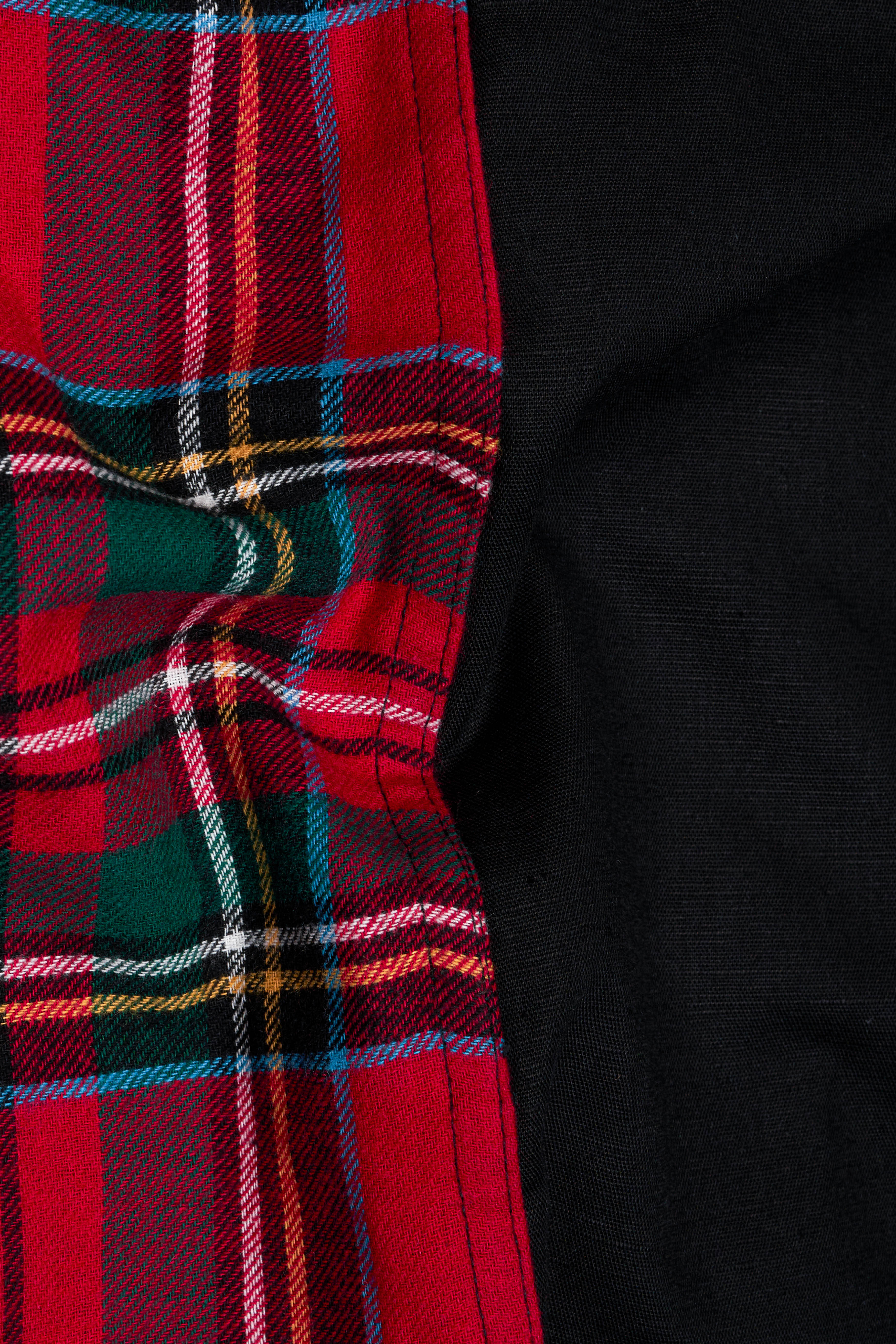 Jade Black with Carmine Red and Pine Green Casual Checks-Plaid
