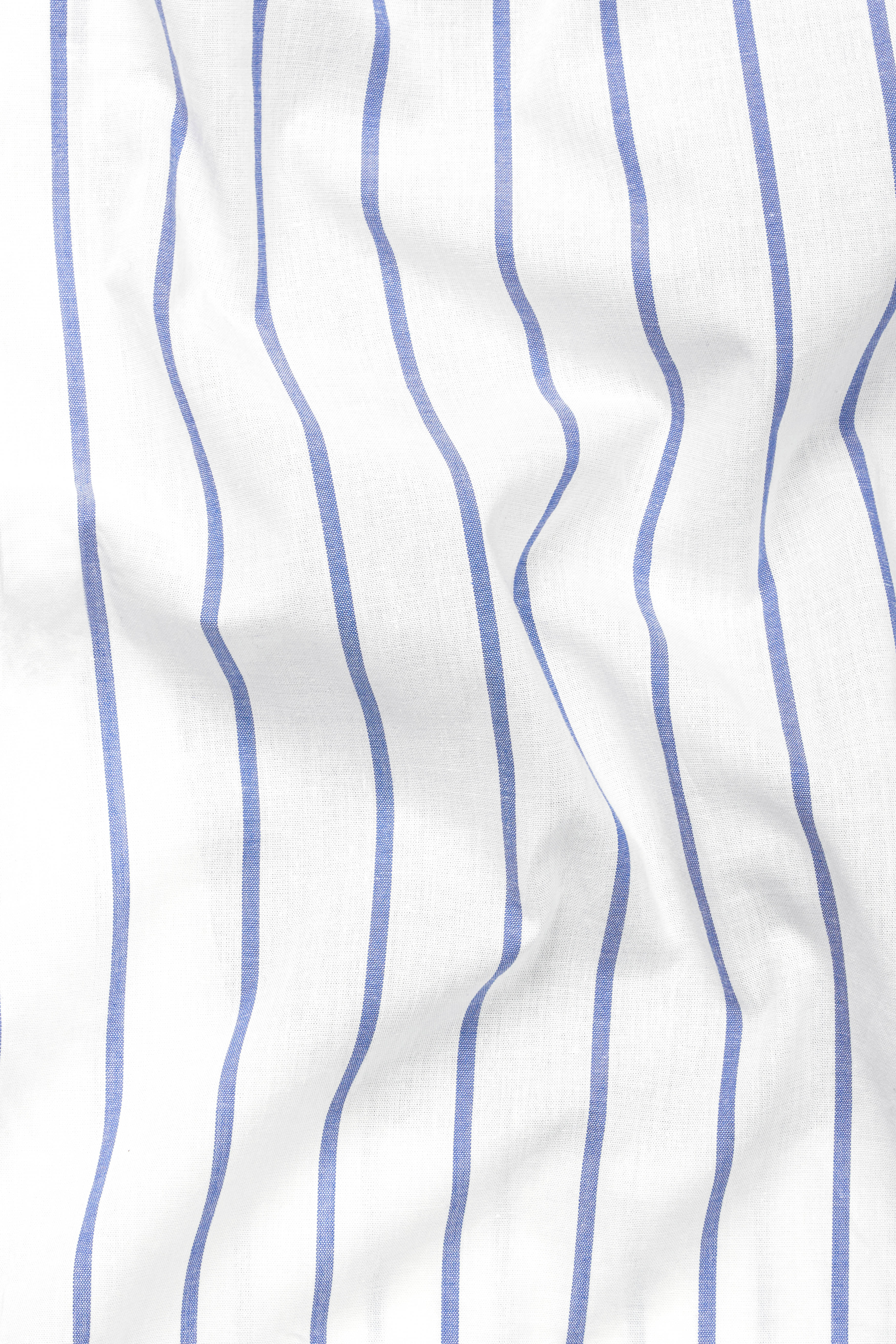 Bright White with Faded Blue Striped Premium Cotton Shirt