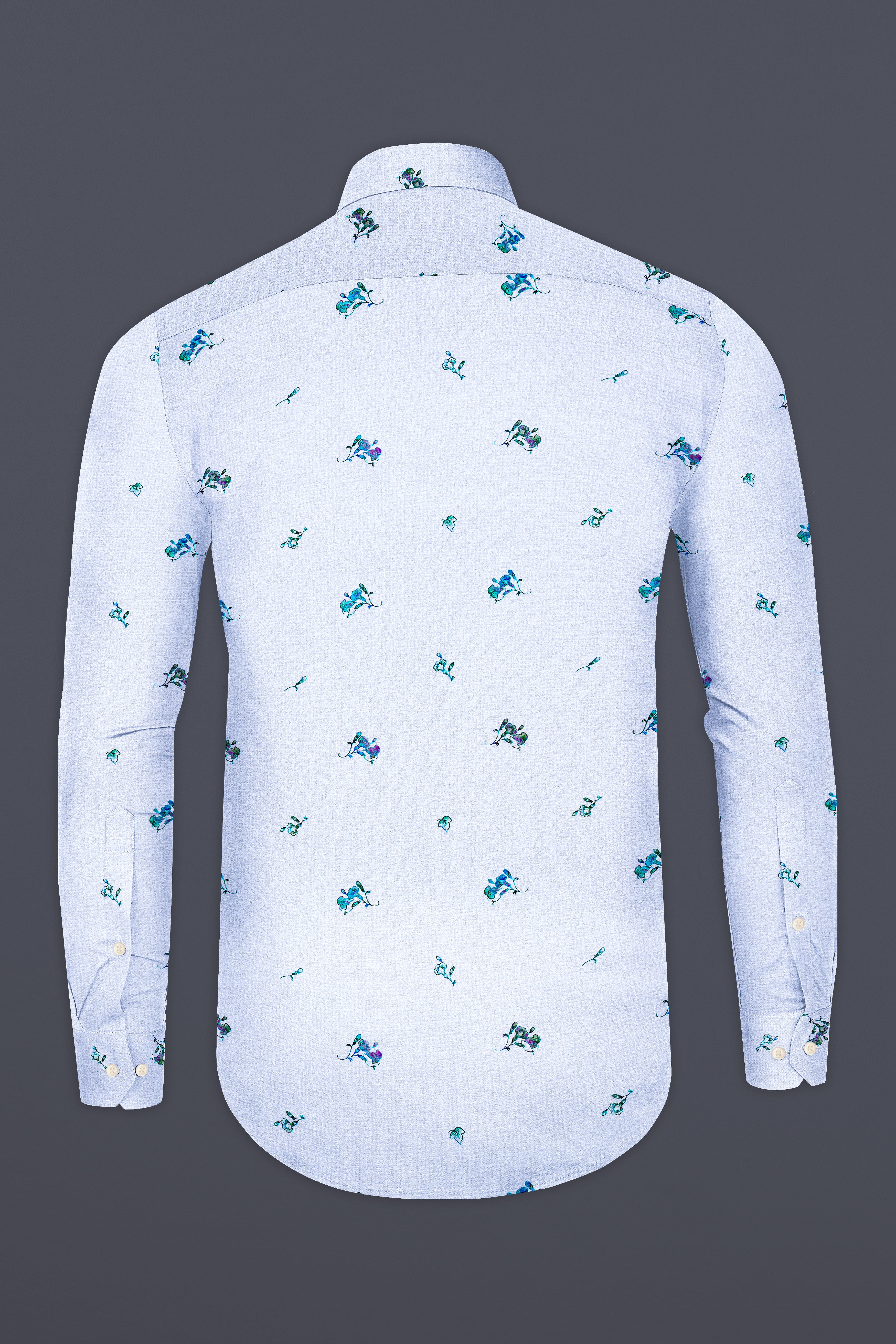 Gainsboro Gray with Wistflul Blue Floral Printed Super Soft Premium Cotton Shirt