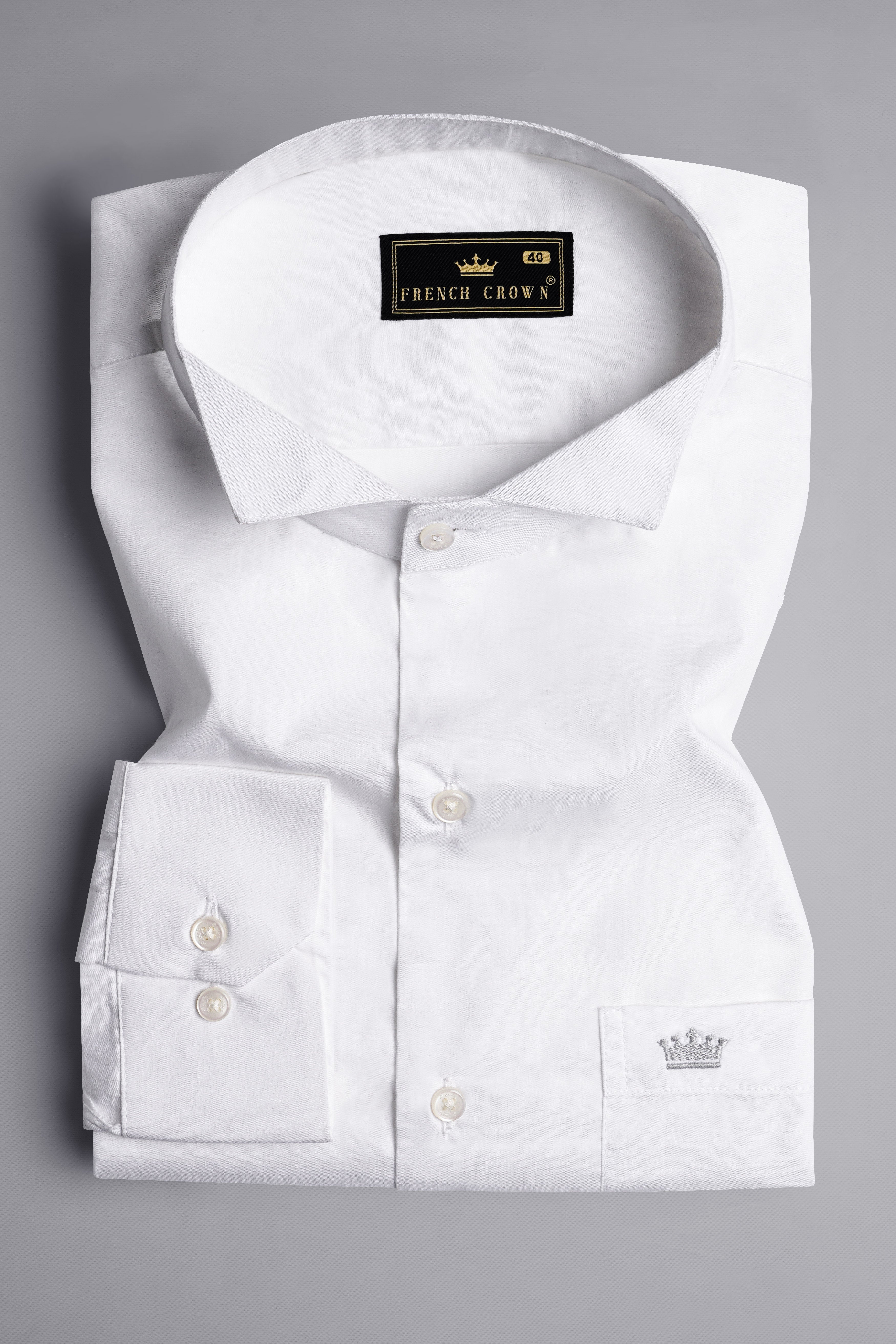 Bright White Wing Collar Premium Cotton Designer Shirt