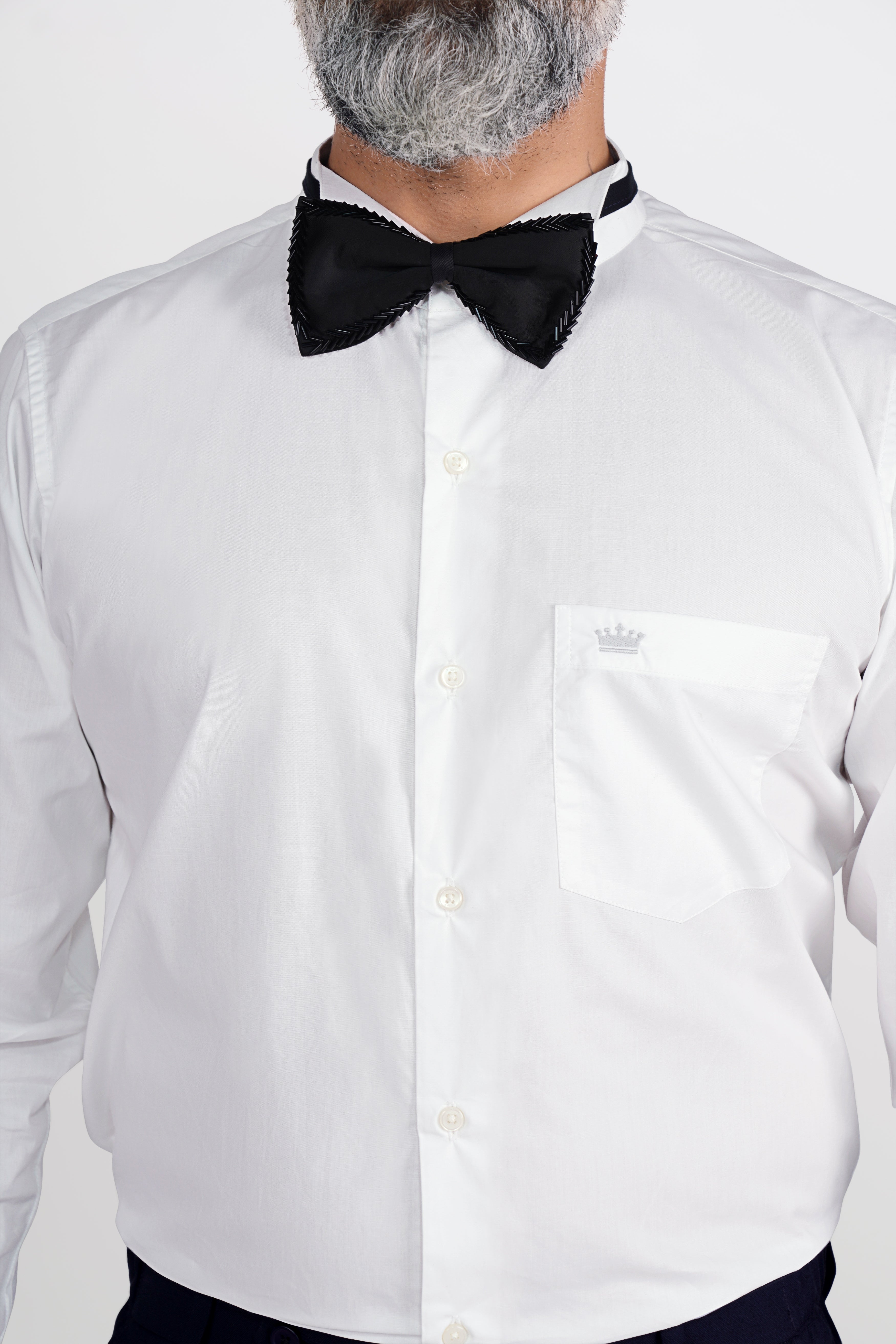 Bright White Wing Collar Premium Cotton Designer Shirt