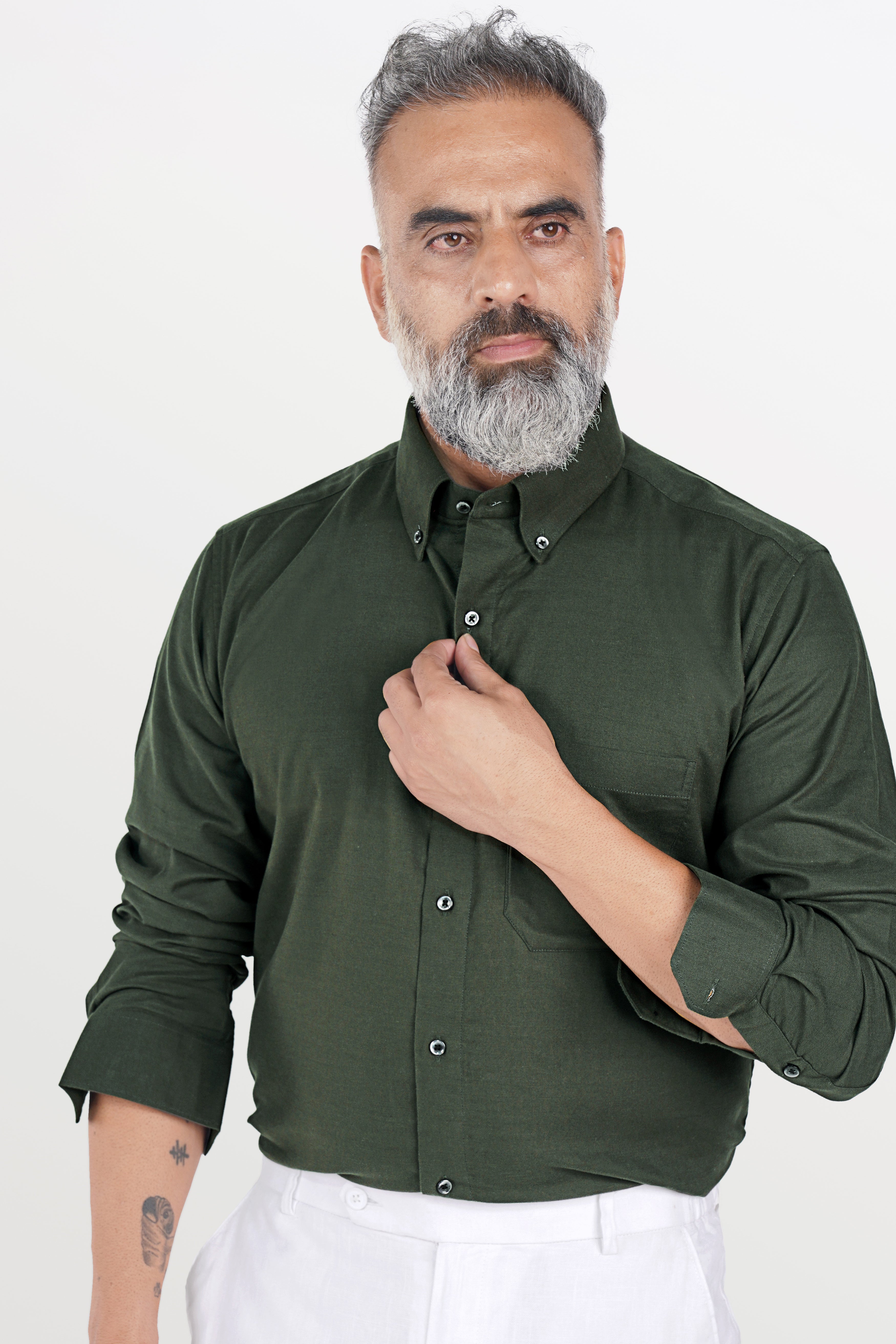 Olive green dress store shirt mens