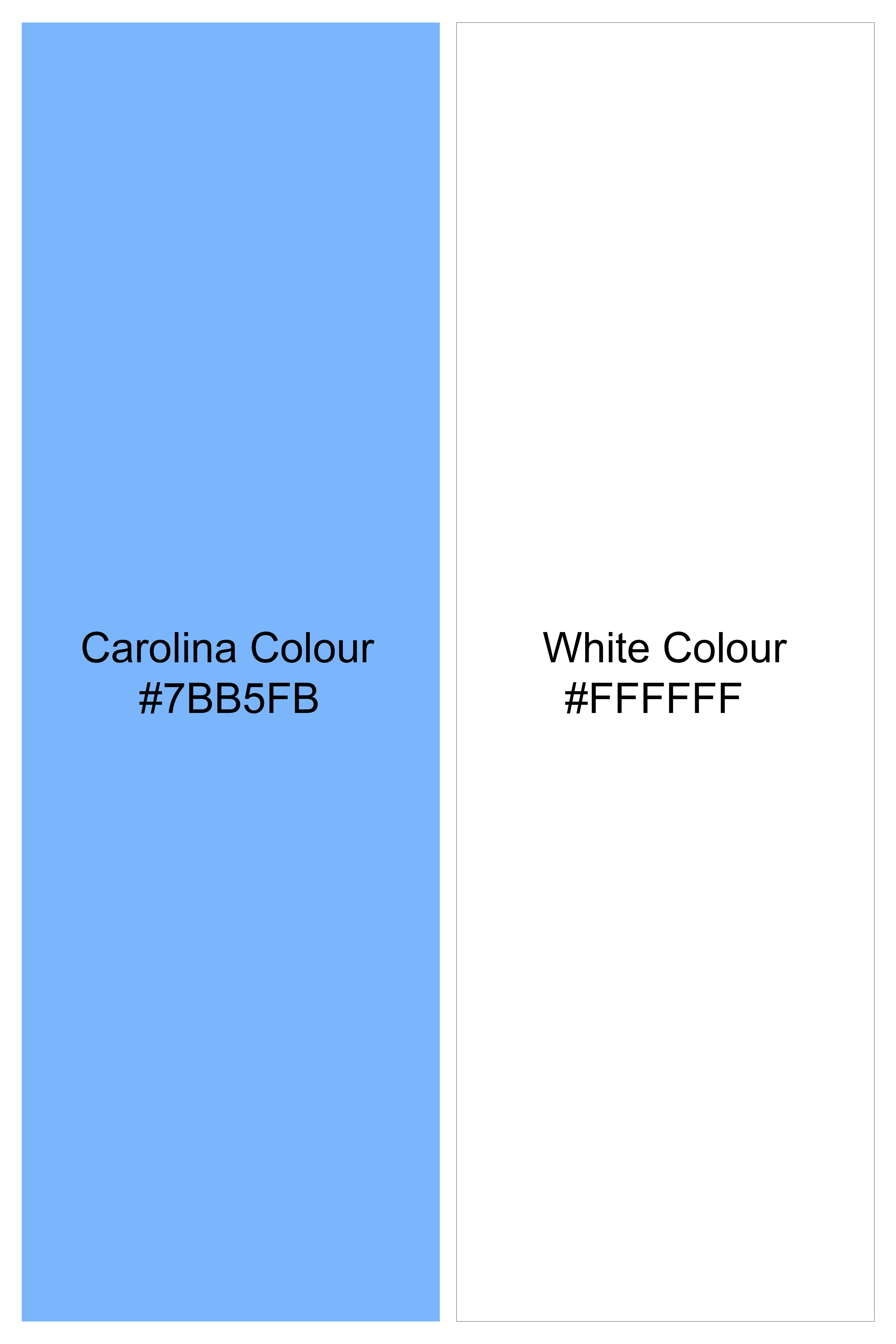 Carolina Blue and White Gingham Checkered Twill Premium Cotton Shirt