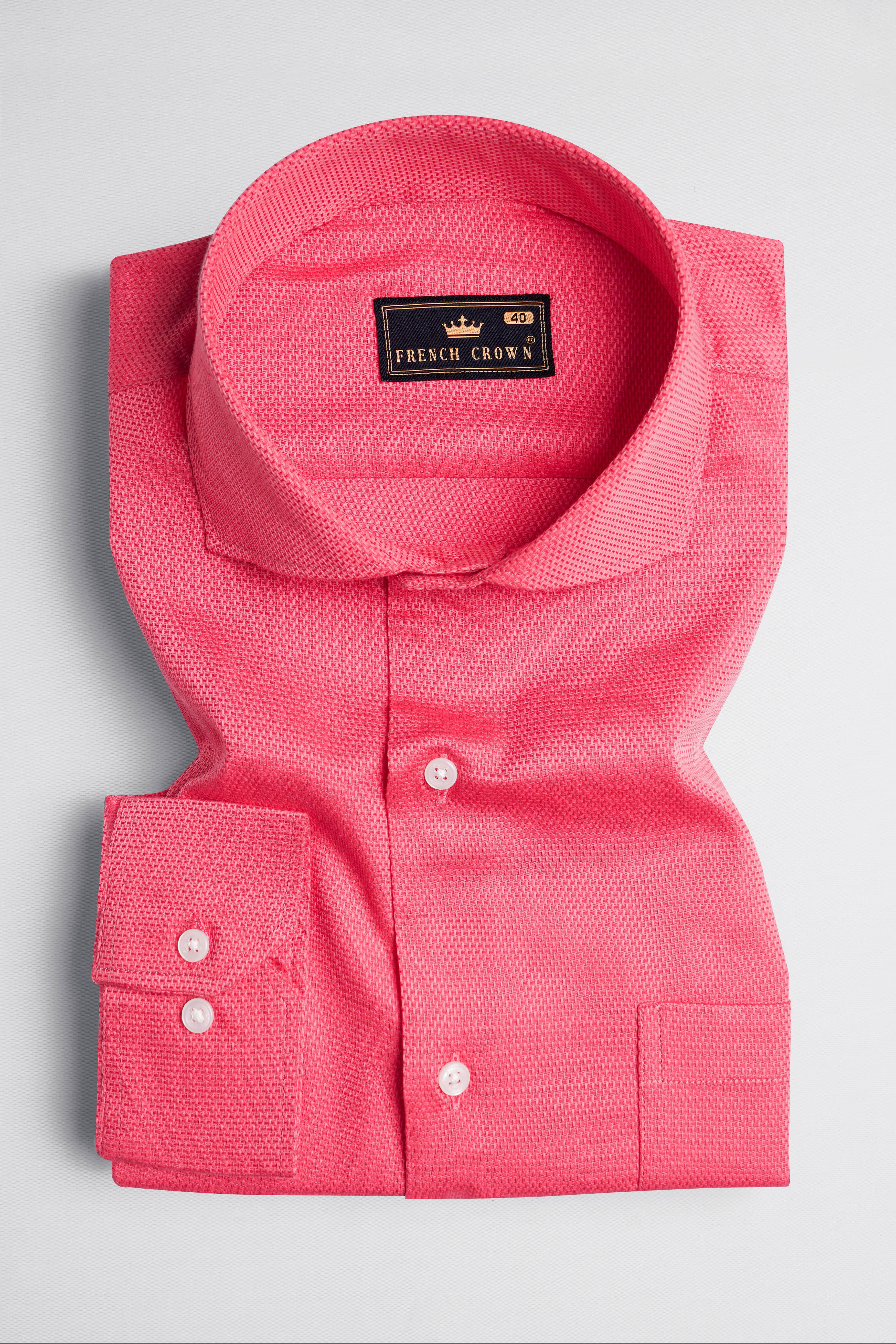 Rosy Pink Dobby Textured Premium Giza Cotton Shirt