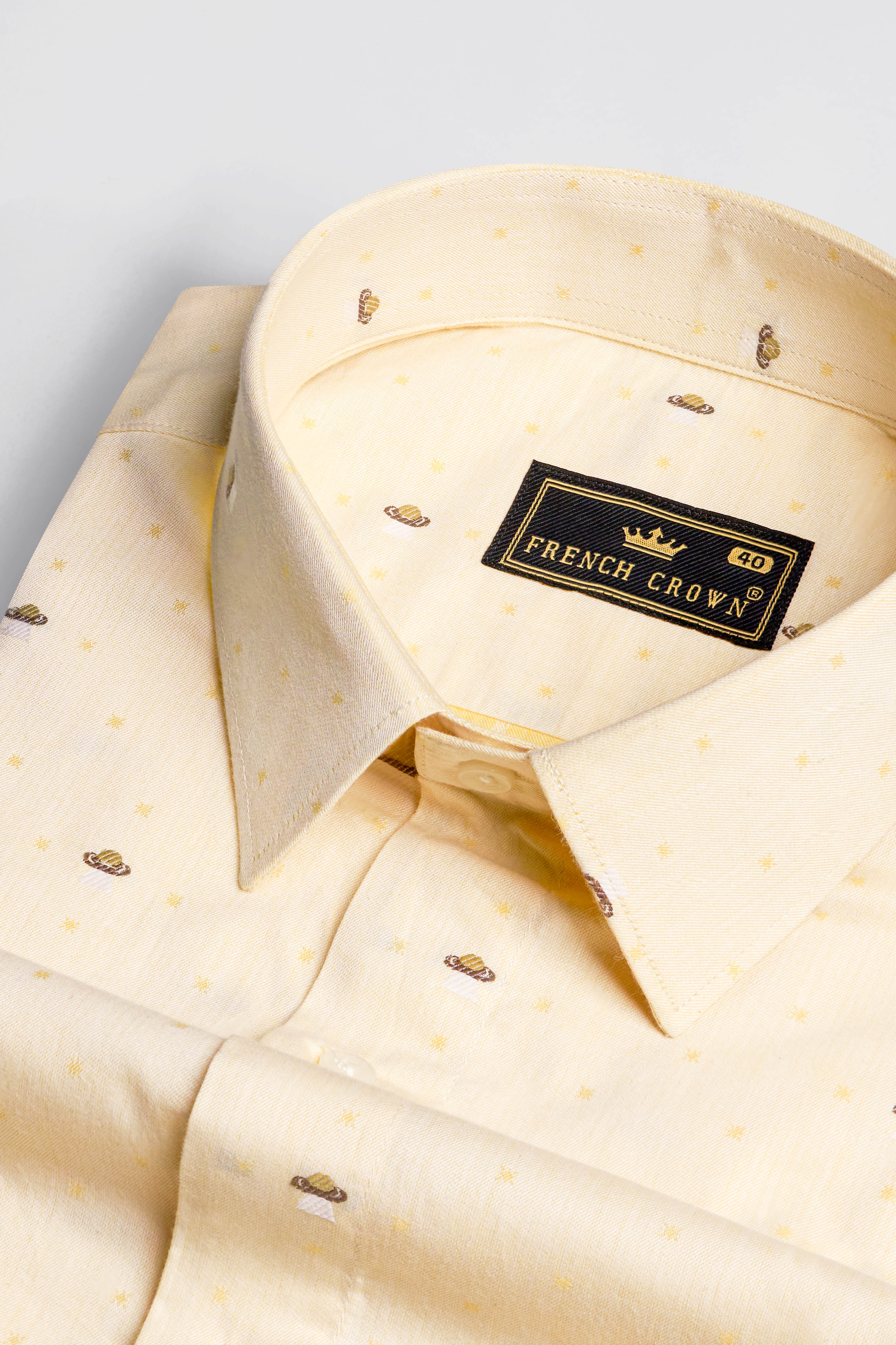 Tequila Brown Jacquard Textured Premium Giza Cotton Shirt