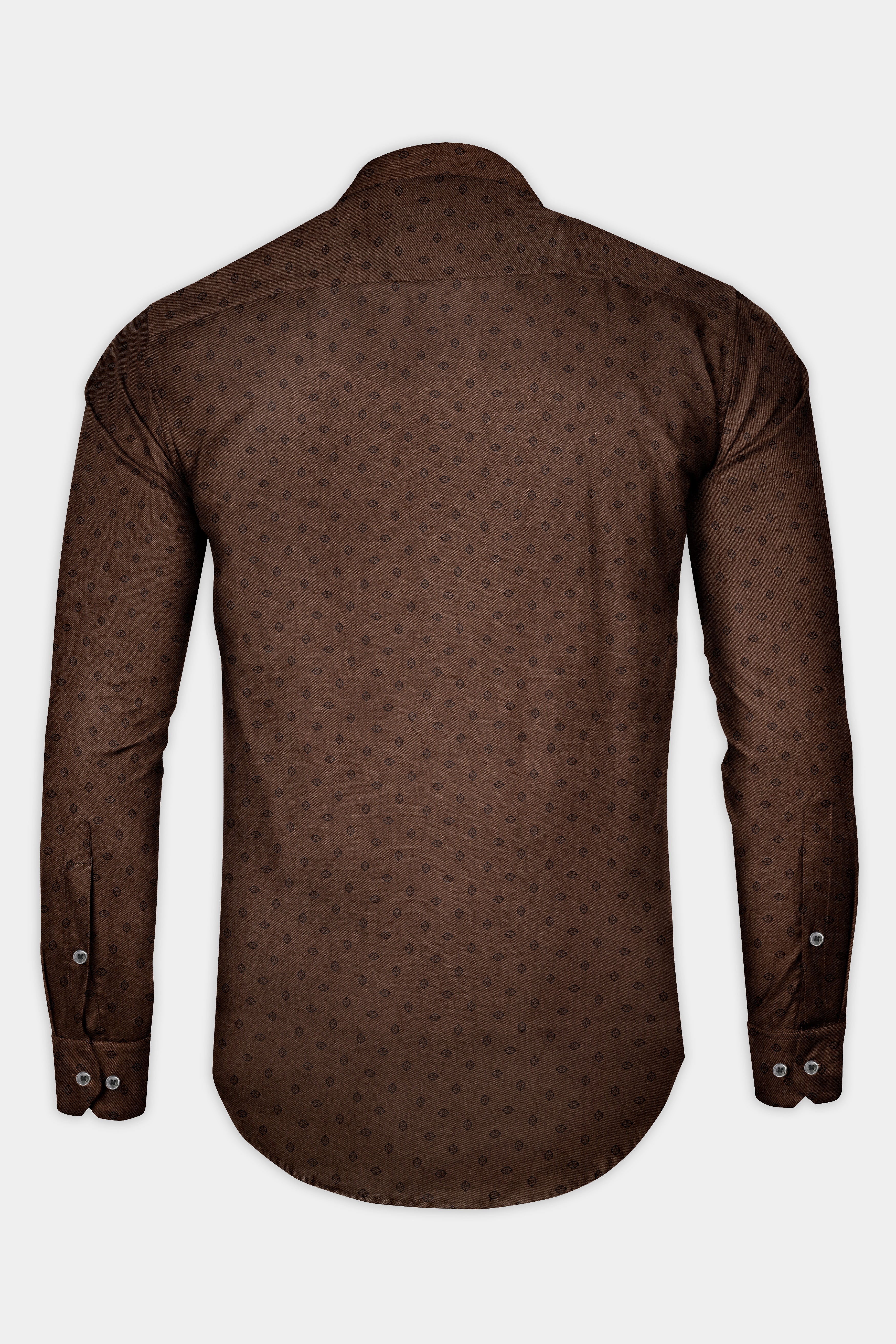 Lisbon Brown Twill Printed Premium Cotton Shirt