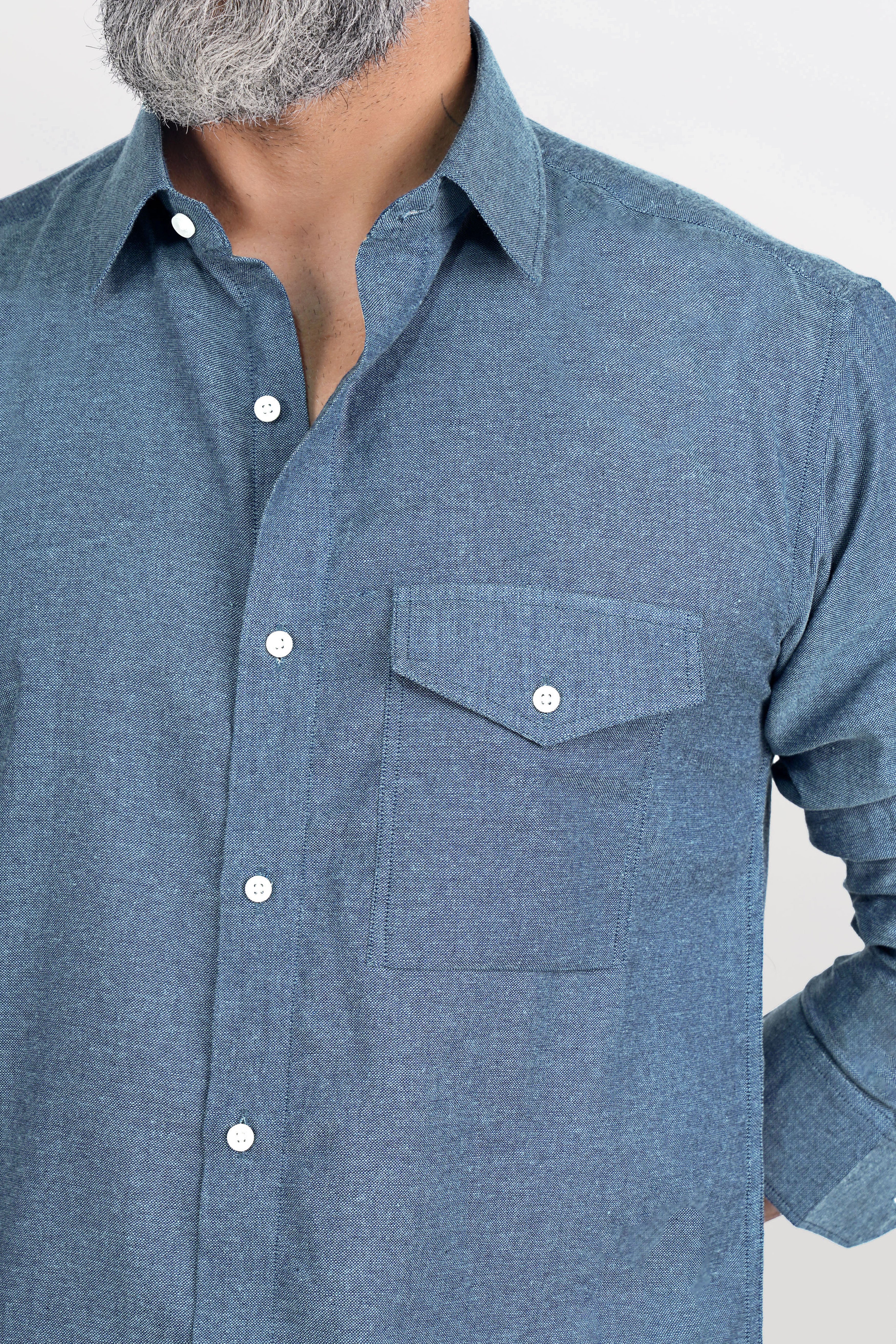 Kashmir Blue Luxurious Linen Shirt