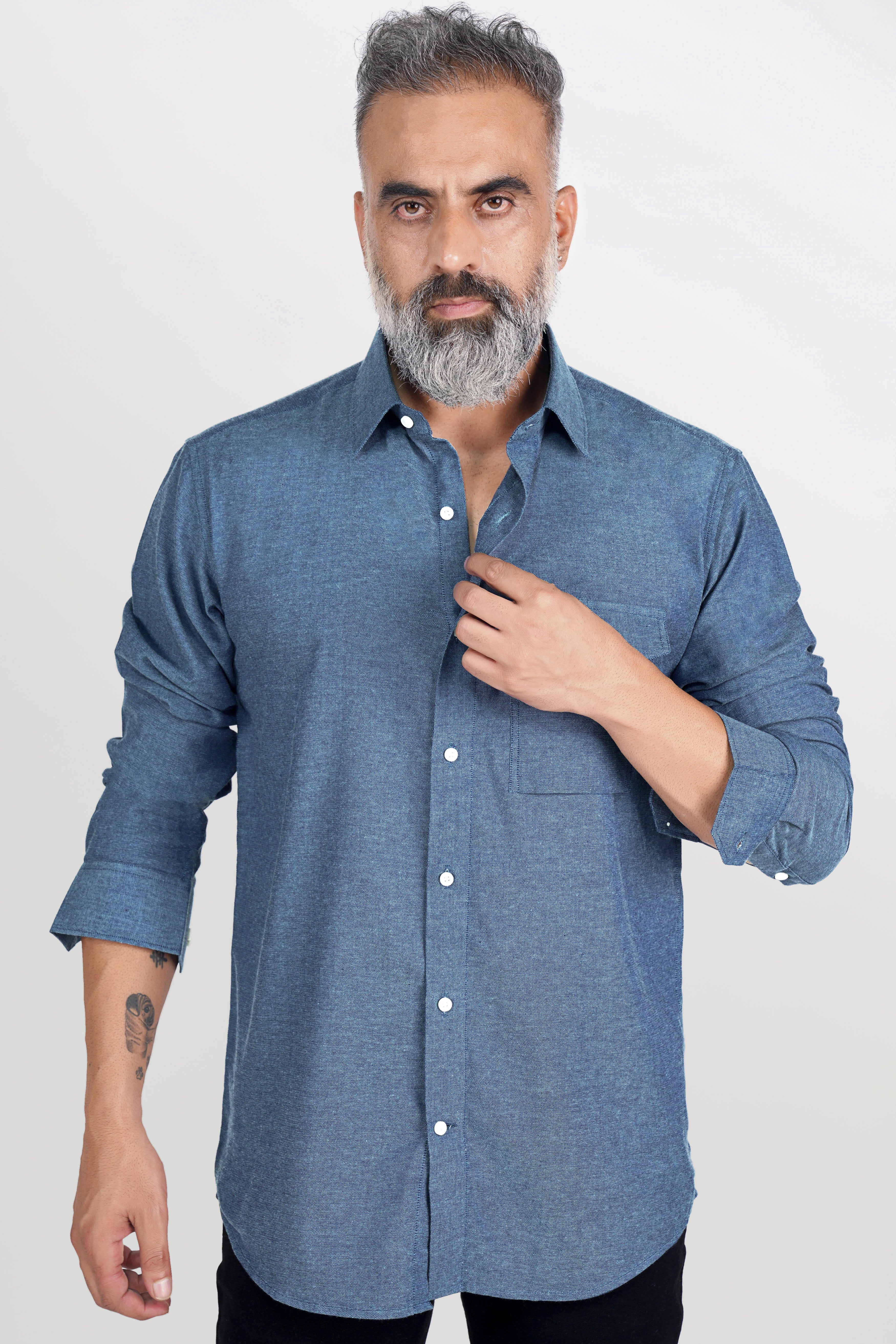 Kashmir Blue Luxurious Linen Shirt