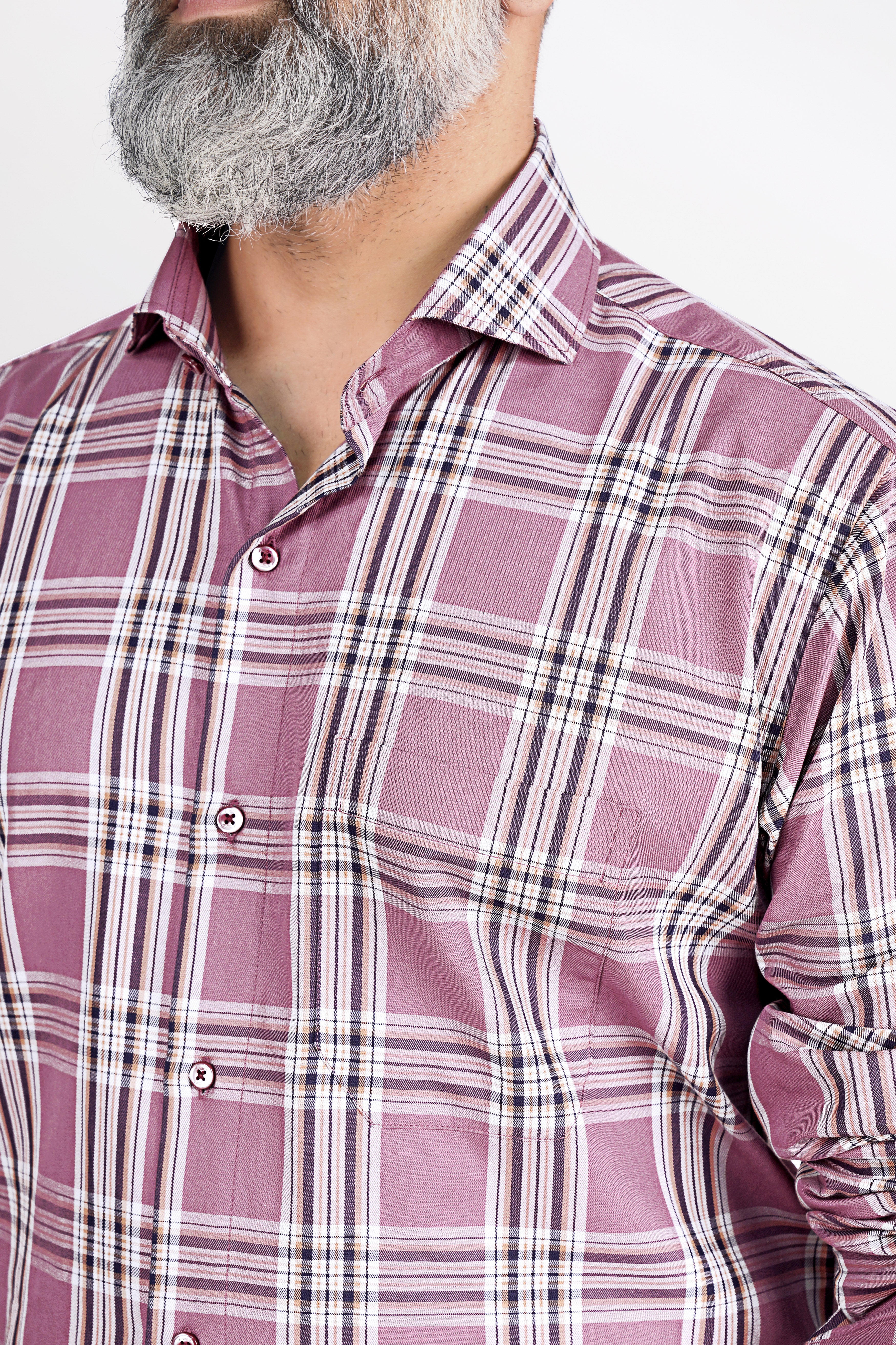 Turkish Rose Pink and Rhino Blue Twill Plaid Premium Cotton Shirt