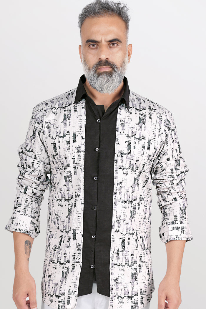 CLARET RED CHECKERED PATCHWORK TWILL PREMIUM COTTON DESIGNER SHIRT