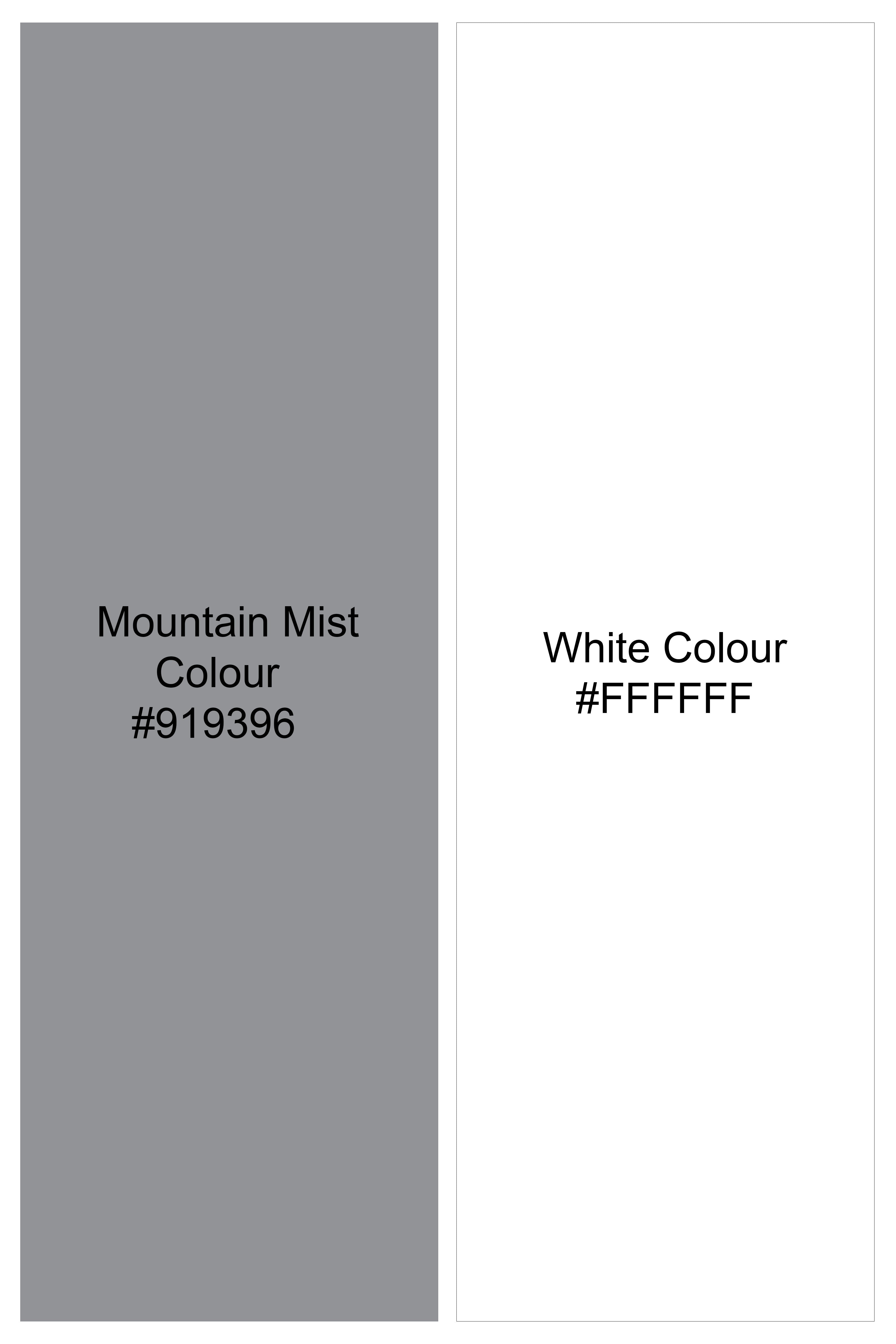 Mountain Mist and White Dobby Textured Premium Giza Cotton Shirt