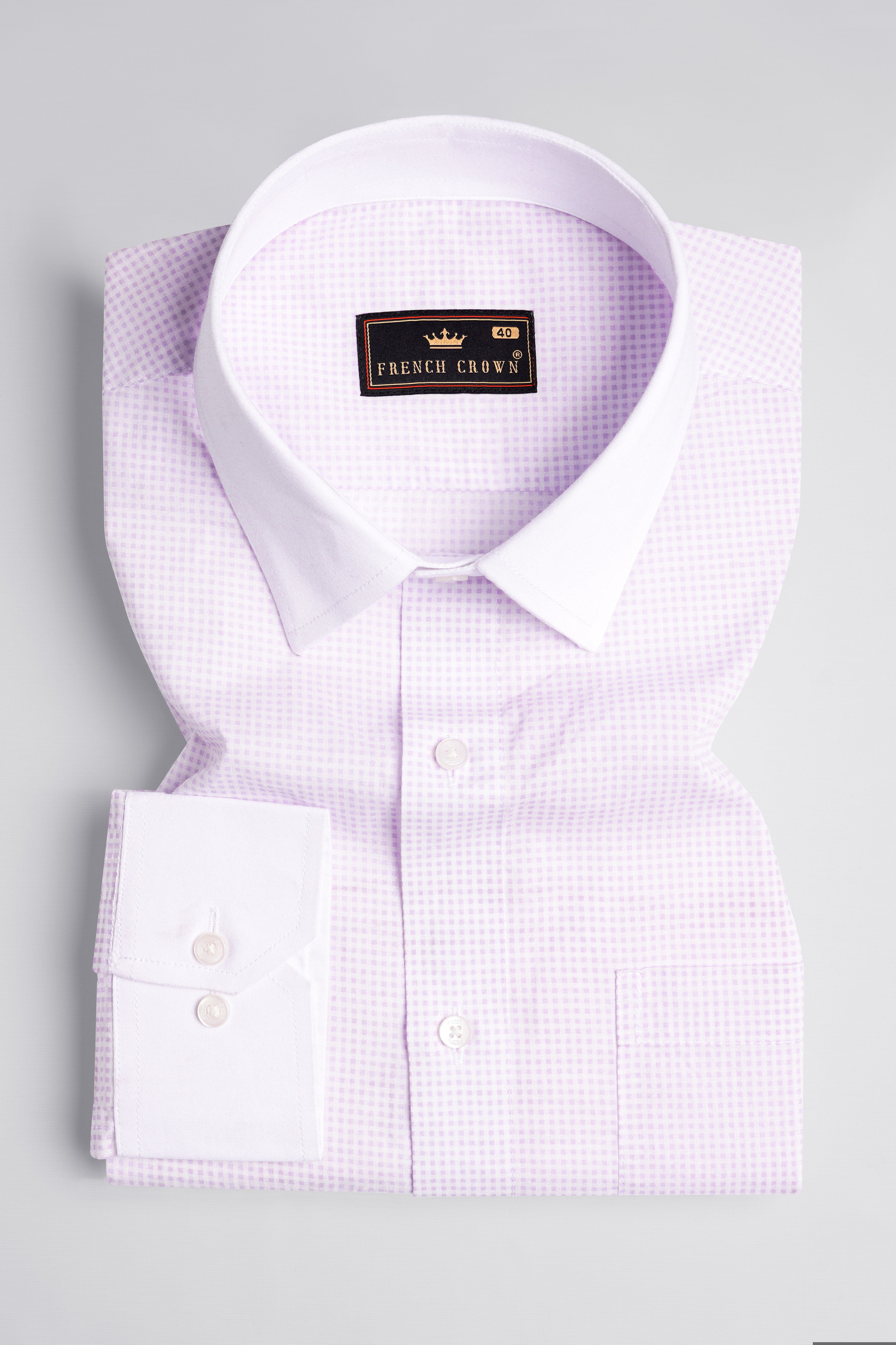 Mercury Pink with White Cuff Collar Dobby Textured Premium Giza Cotton Shirt