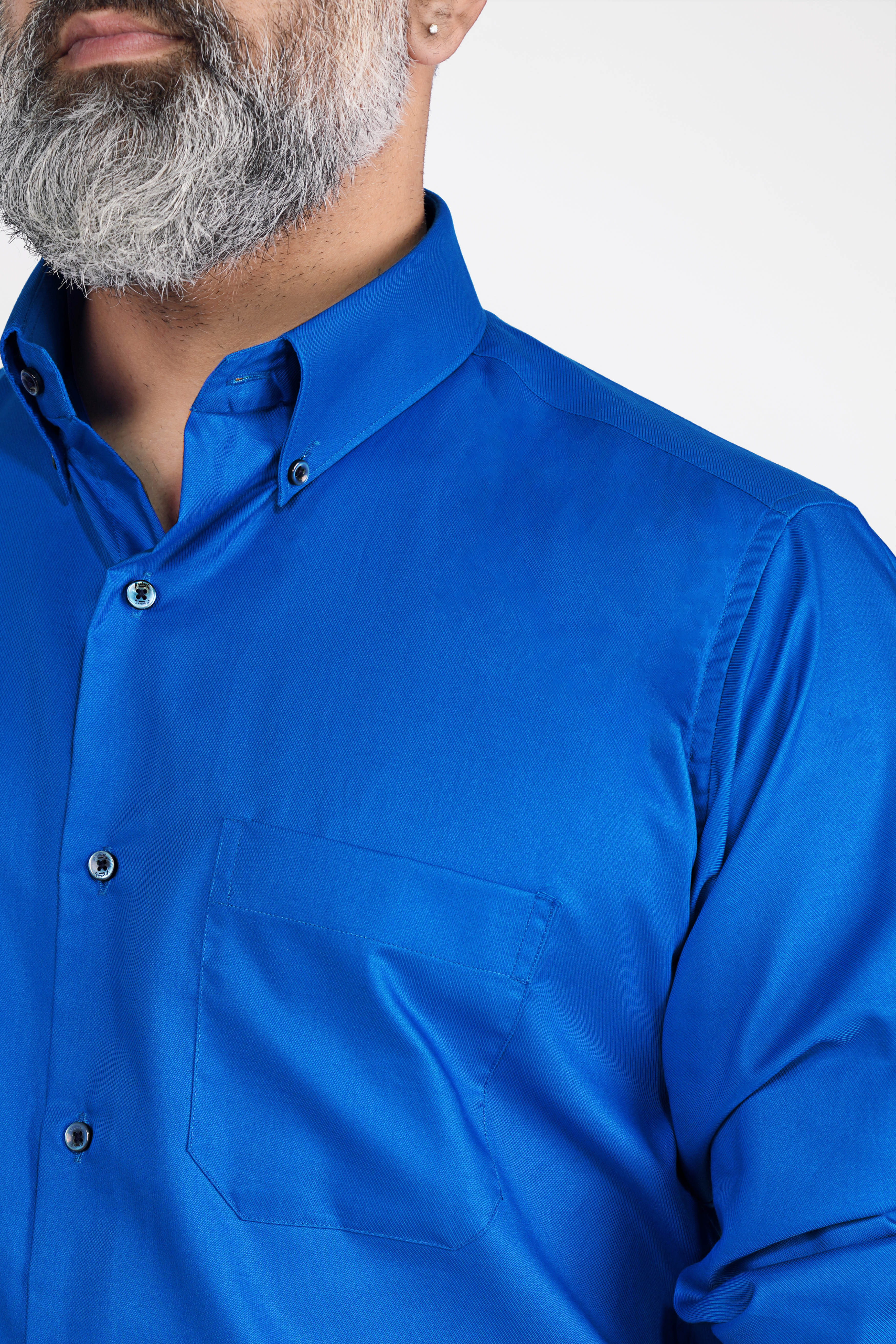 French Blue Twill Premium Cotton Button Down Shirt