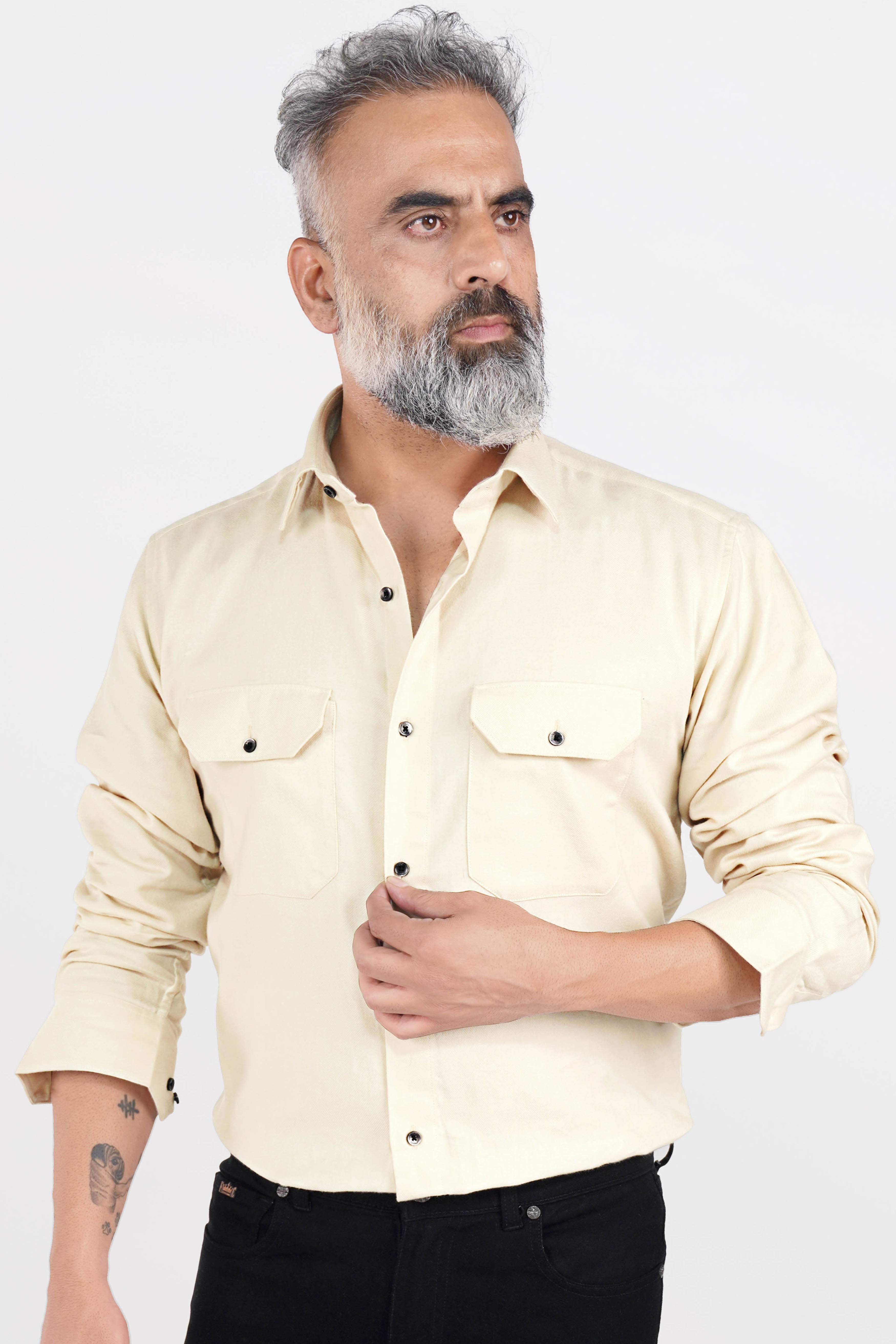 Periglacial Beige Flannel Overshirt