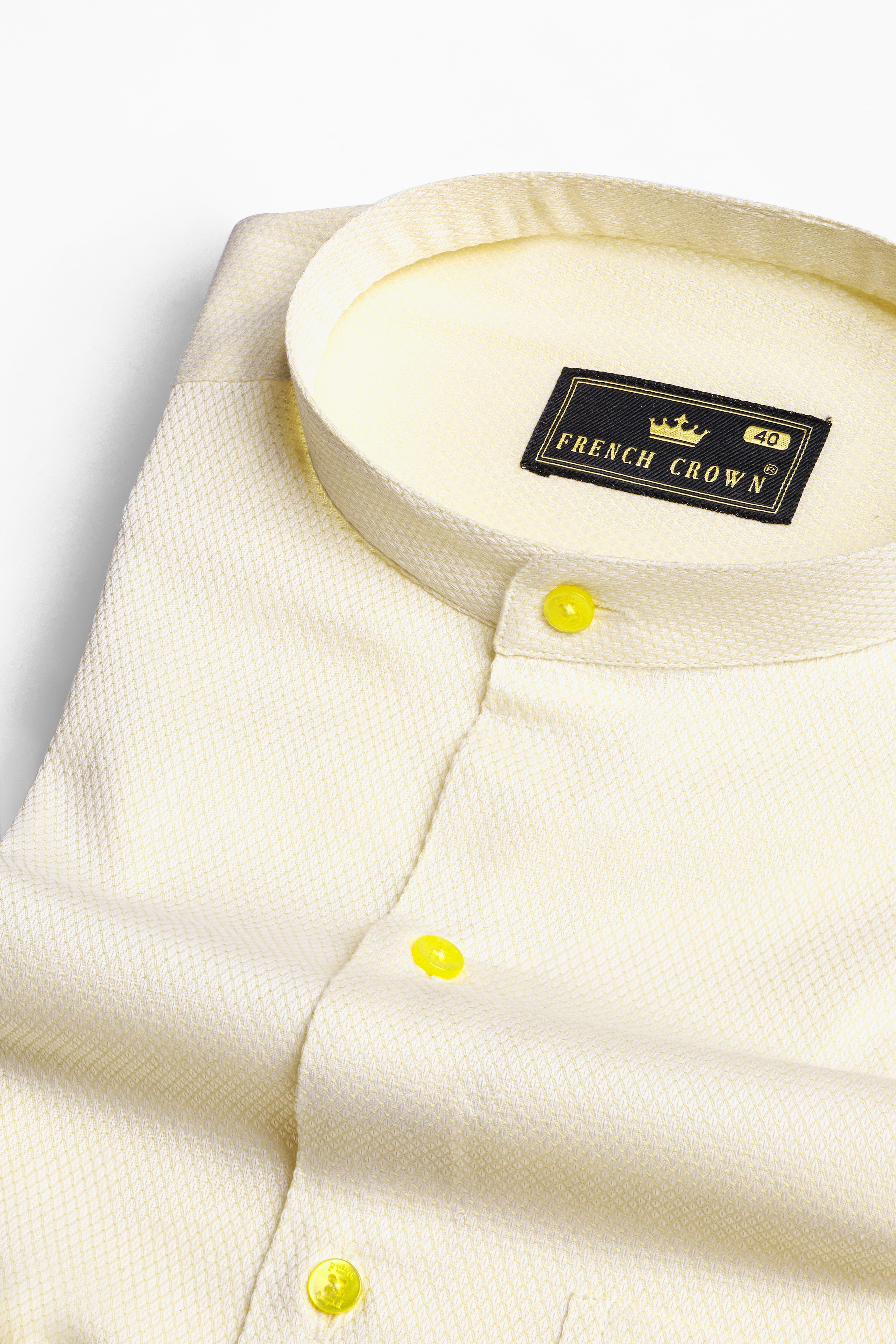 Wheatfield Beige Dobby Textured Premium Giza Cotton Shirt