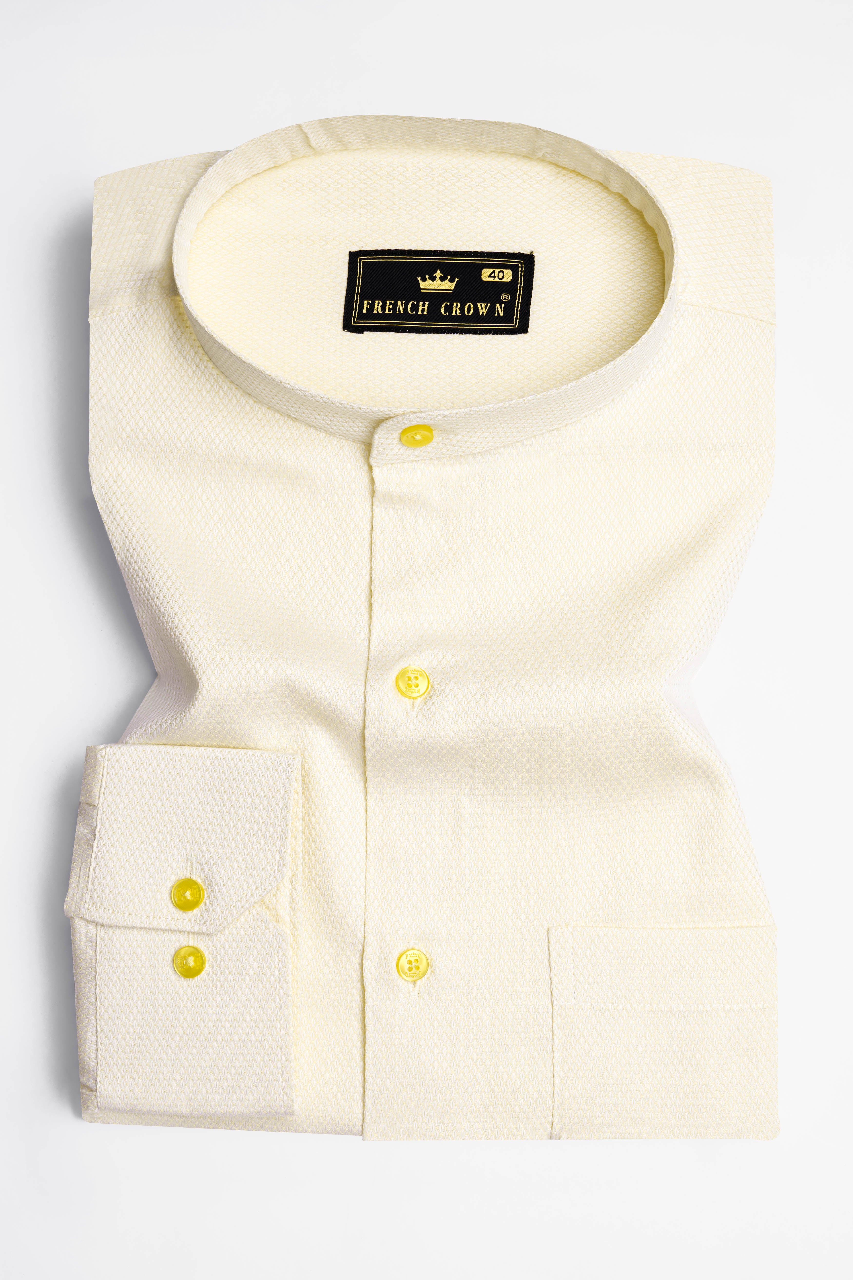 Wheatfield Beige Dobby Textured Premium Giza Cotton Shirt