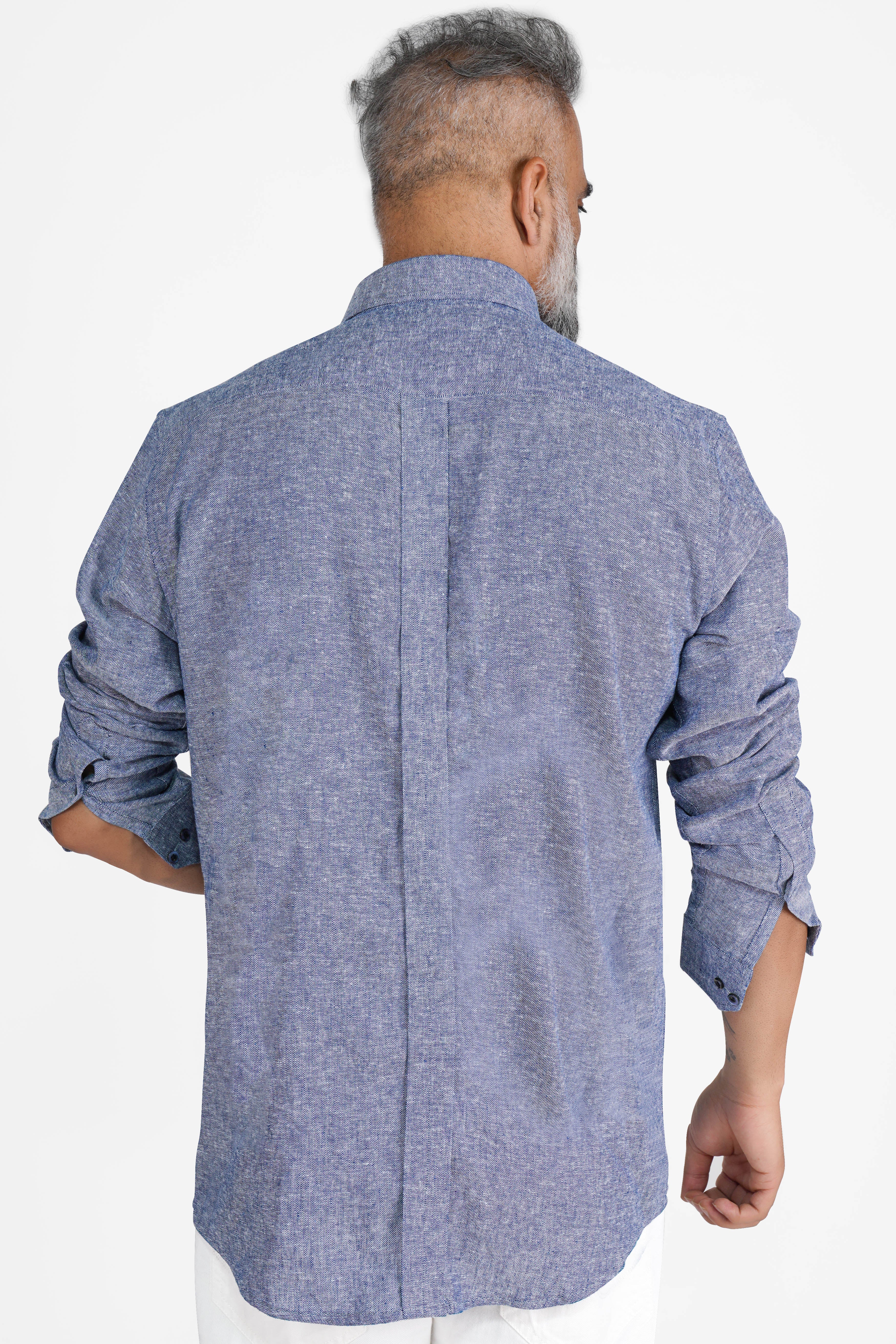 Kimberly Blue Luxurious Linen Button Down Designer Shirt
