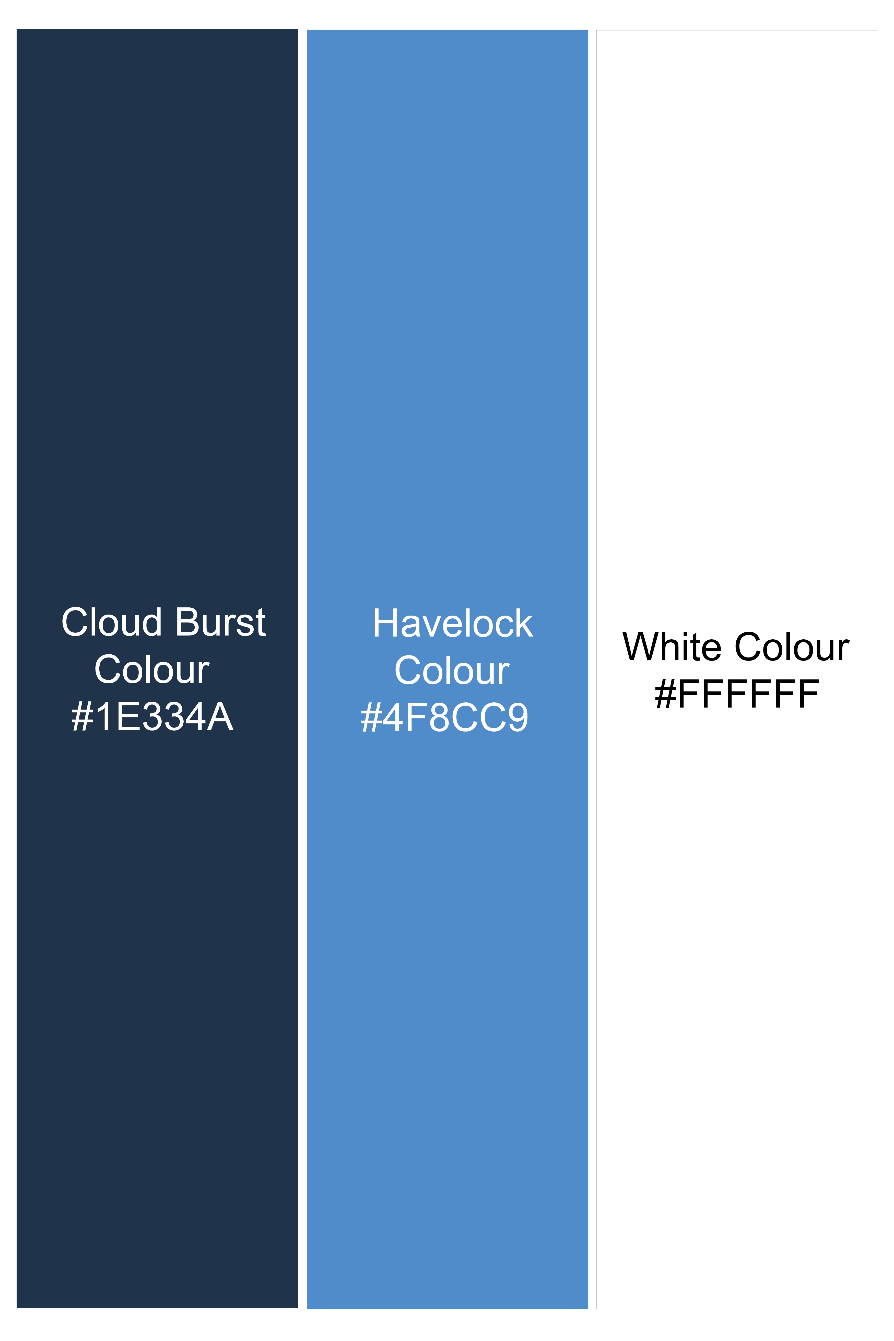 Cloud Burst Blue with Havelock Blue Paisley Printed Super Soft Premium Cotton Shirt