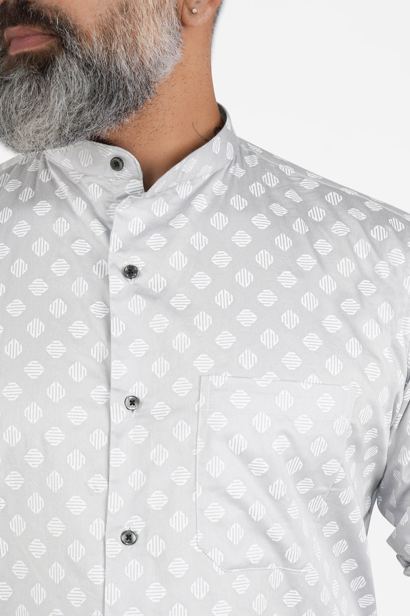 Timberwolf Gray with White Formal/Casual Textured Premium Cotton Shirt ...