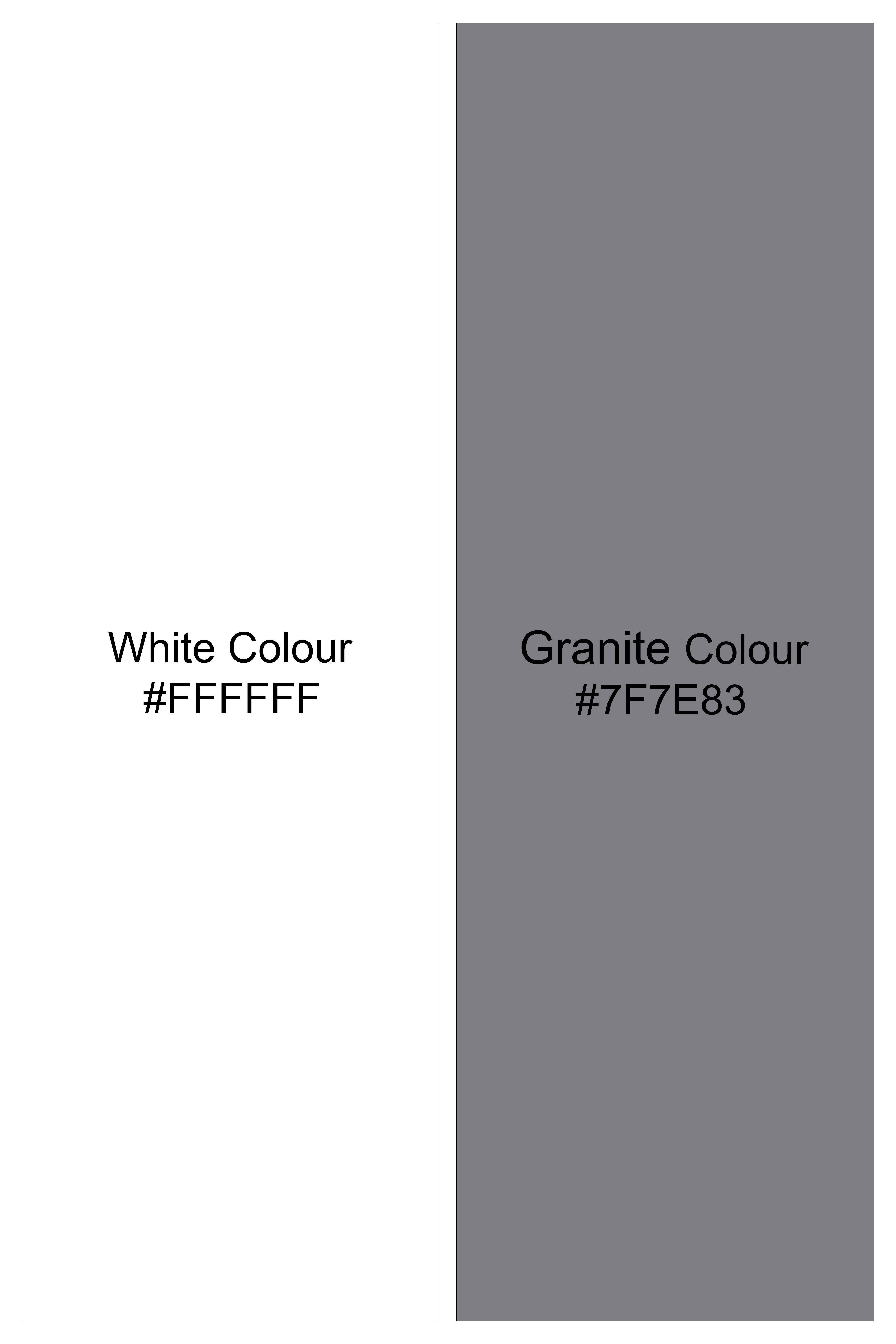 Bright White and Granite Gray Printed Super Soft Premium Cotton Shirt