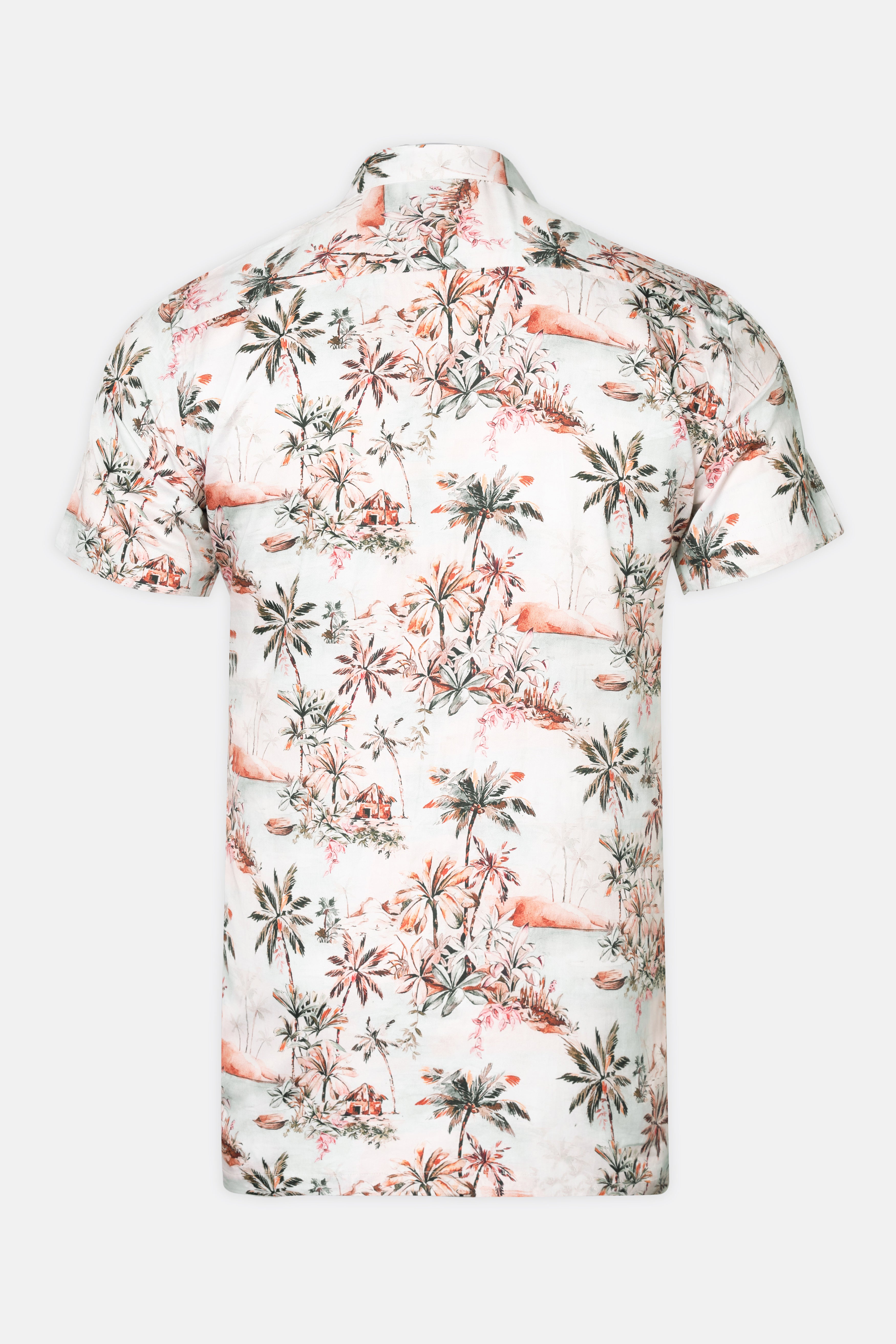 Bright White Multicolour Tropical Printed Super Soft Premium Cotton Shirt