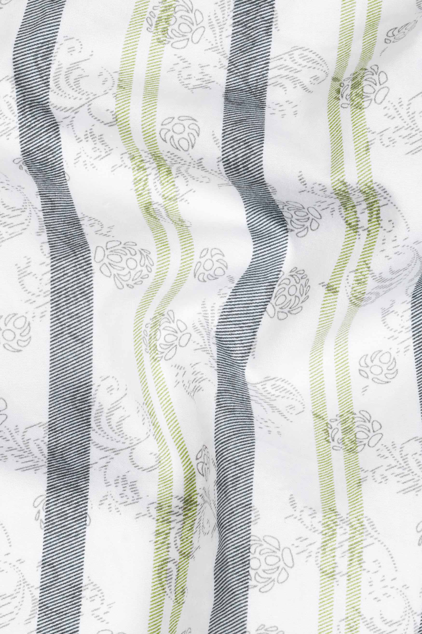 Bright White Multicoloured Striped Super Soft Premium Cotton Kurta Shirt
