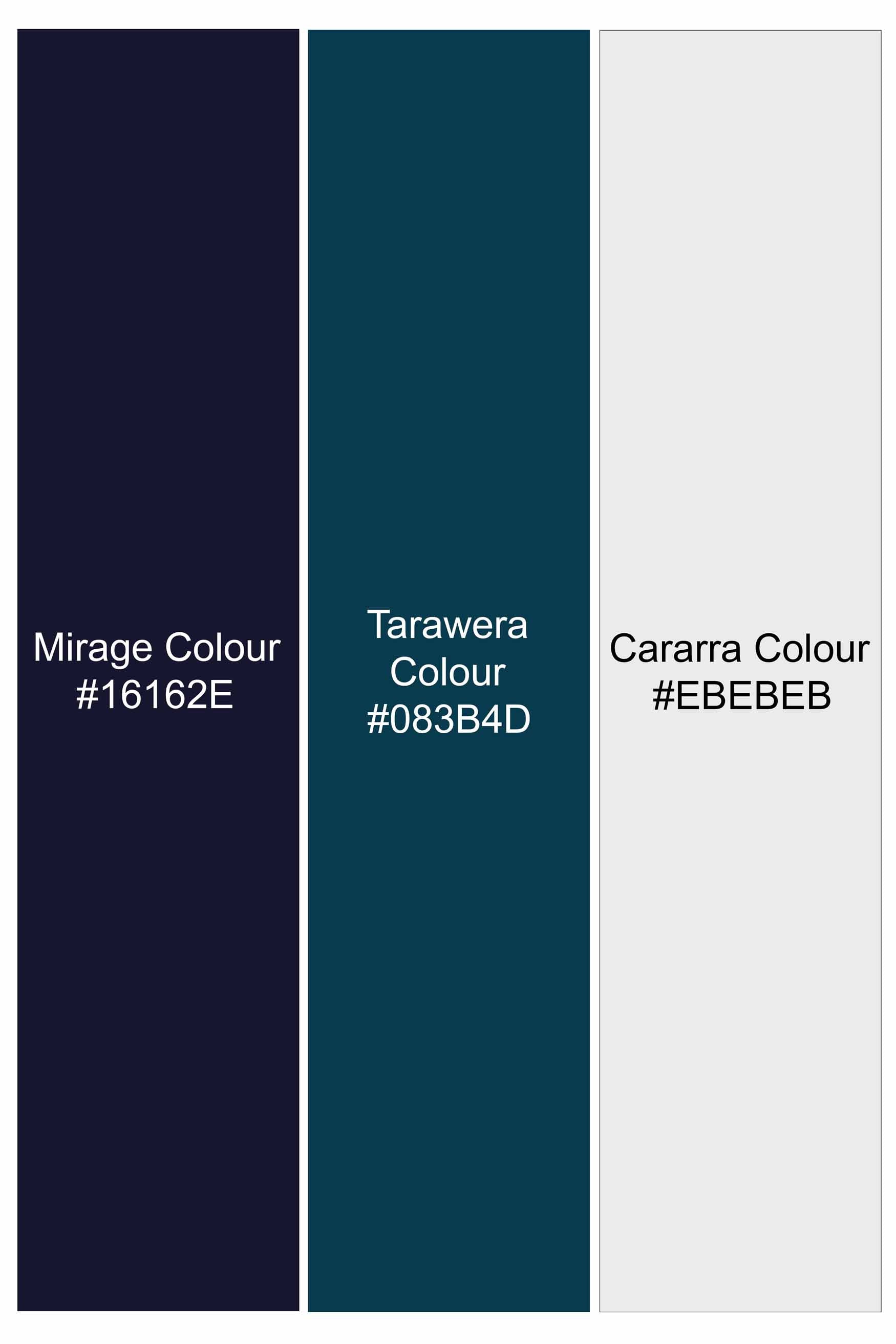 Mirage Blue and Cararra White Textured Corduroy Designer Overshirt/Shacket